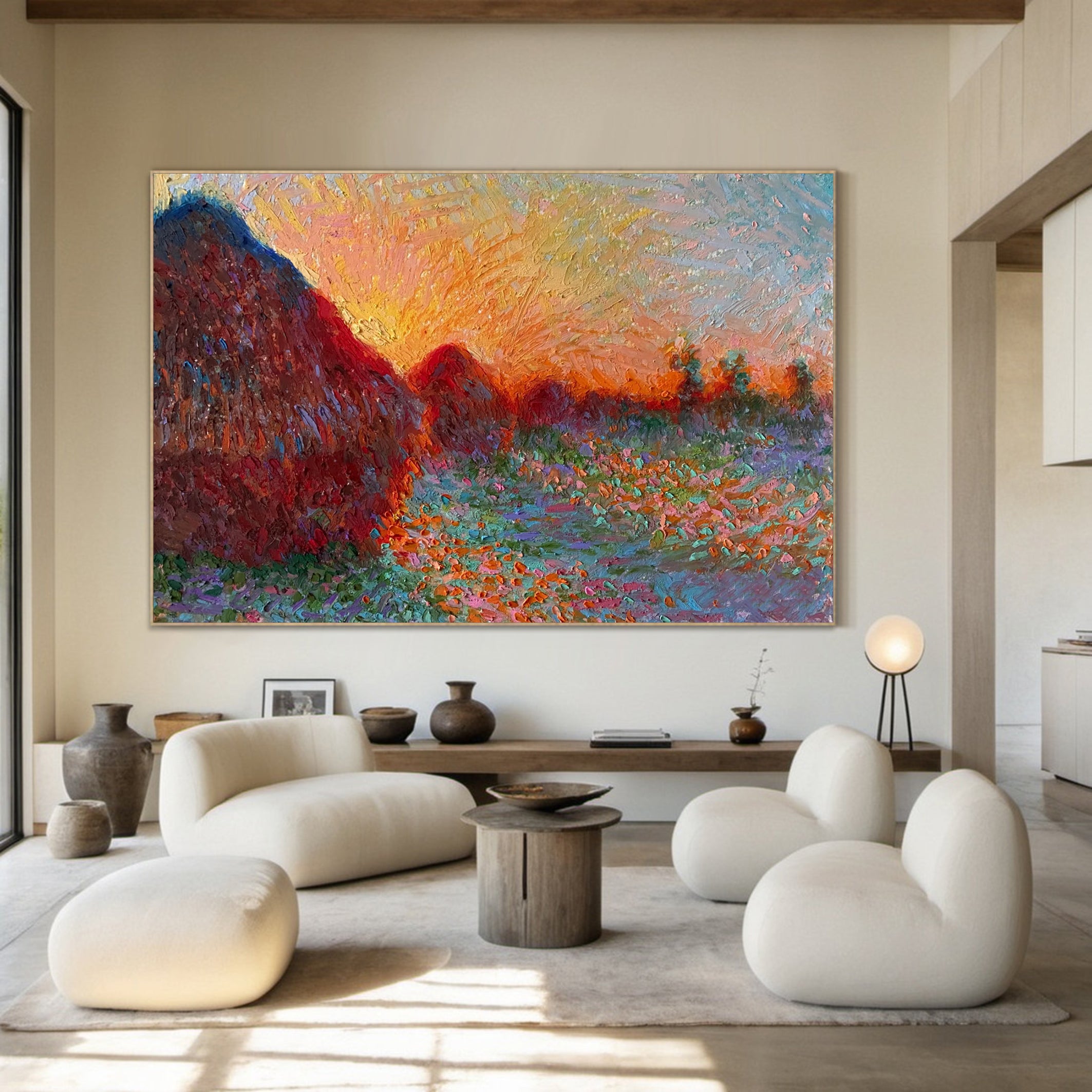 Monet Inspired Landscape, Sunset Palette Art #BGA 185