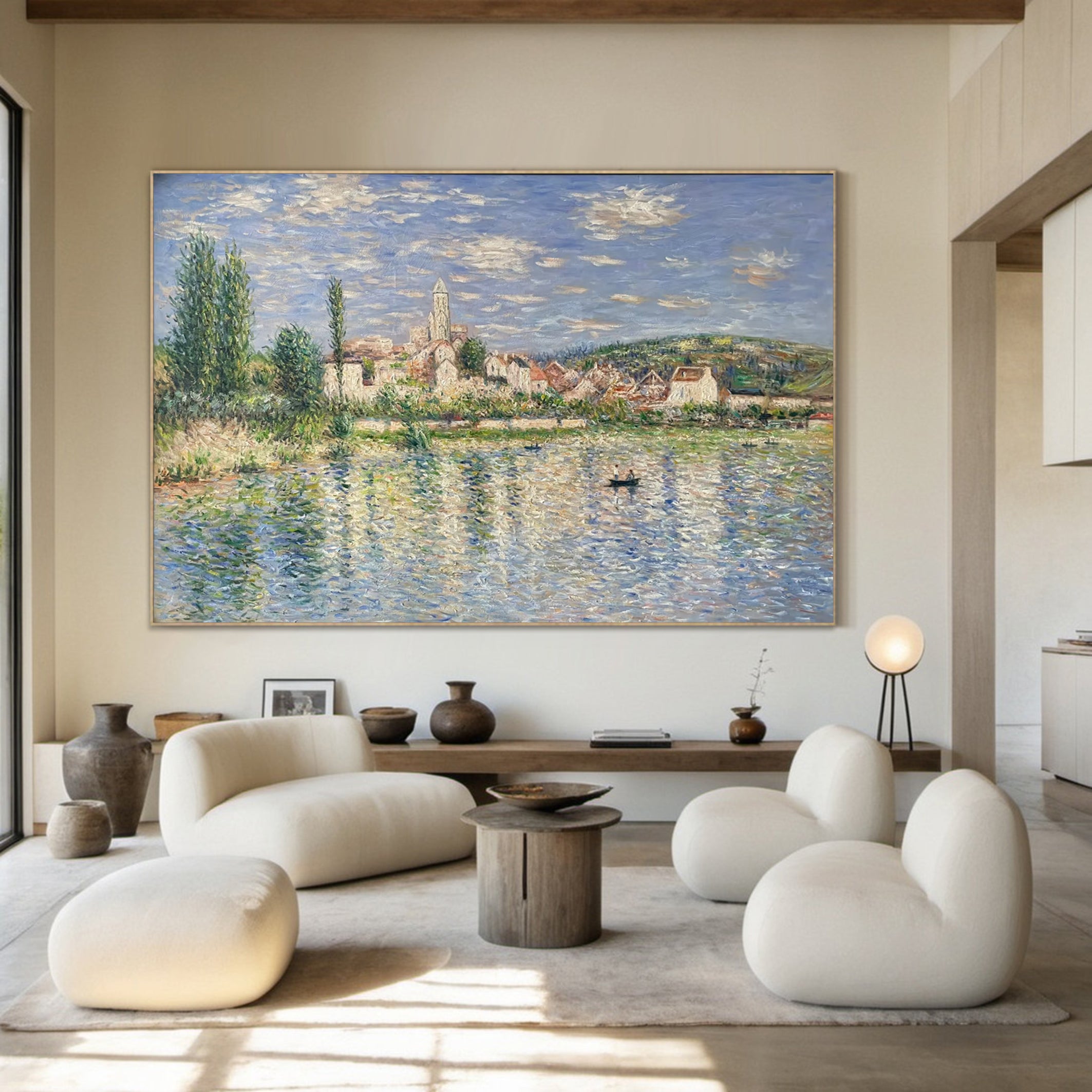 Monet's Vétheuil View: Seine Landscape, Impressionist Art #BGA 192