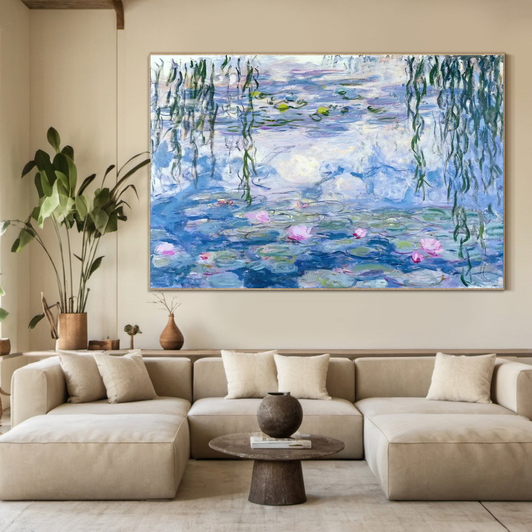 Willow & Lilies: Monet-Esque Water Garden Wall Art #BGA 193