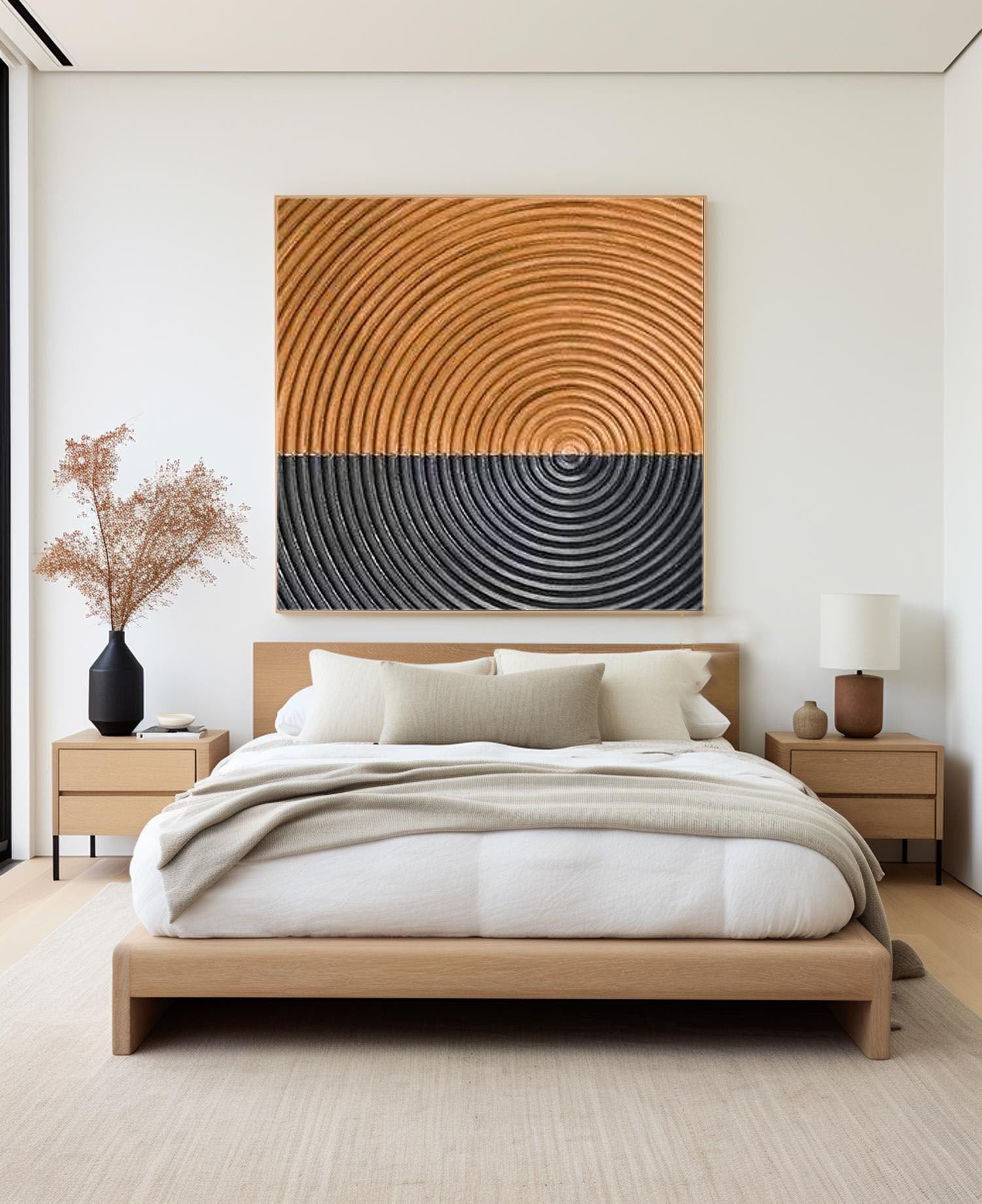 Dual Resonance: Abstract Circular Art, Two-Tone Textured Art #BGA 217