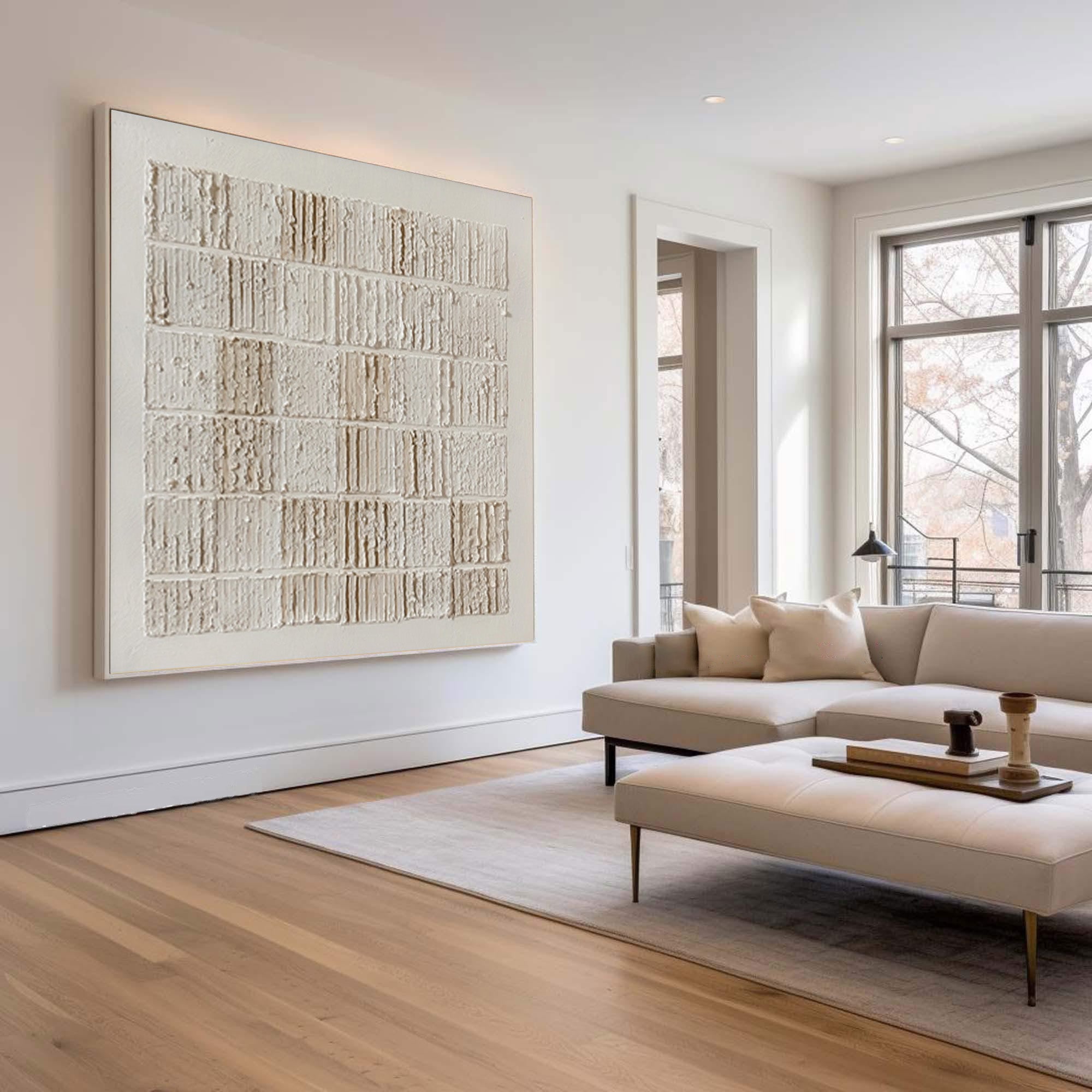 Neutral Textured Art Modern Home Decor #WG 054