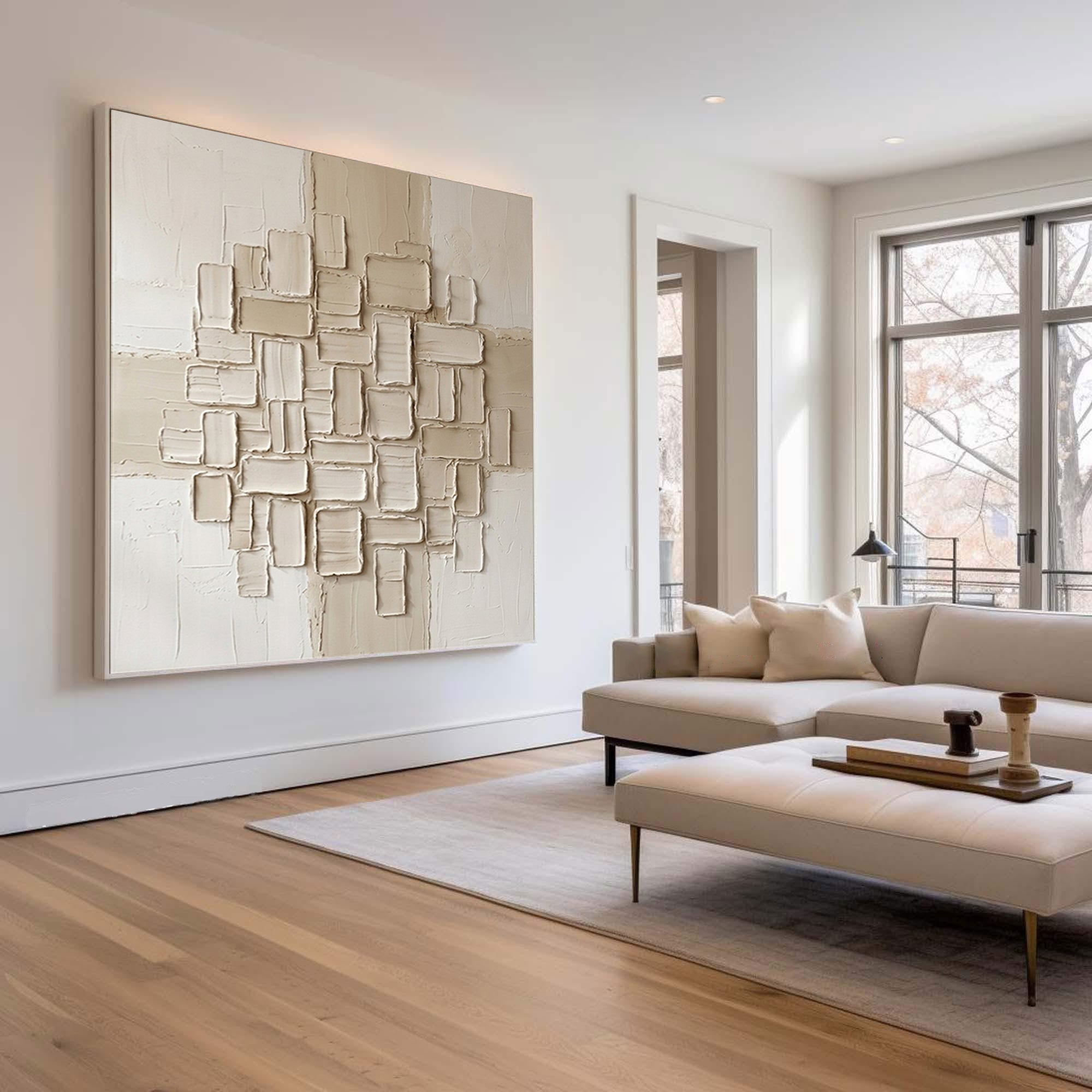 Large Neutral Textured Wall Art Modern Desert Inspired Canvas