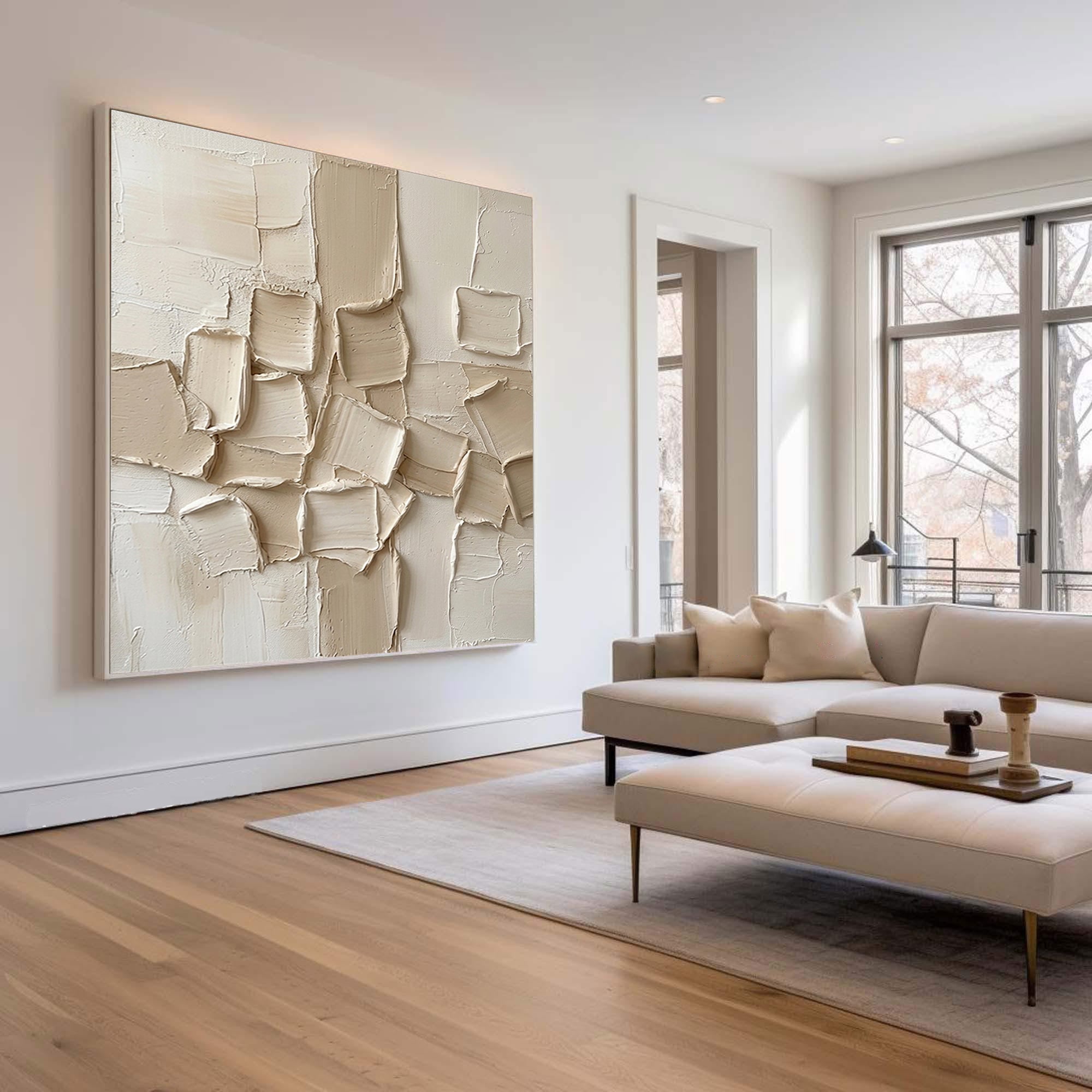 Large Neutral Textured Canvas Art Modern Abstract Wall Decor Painting