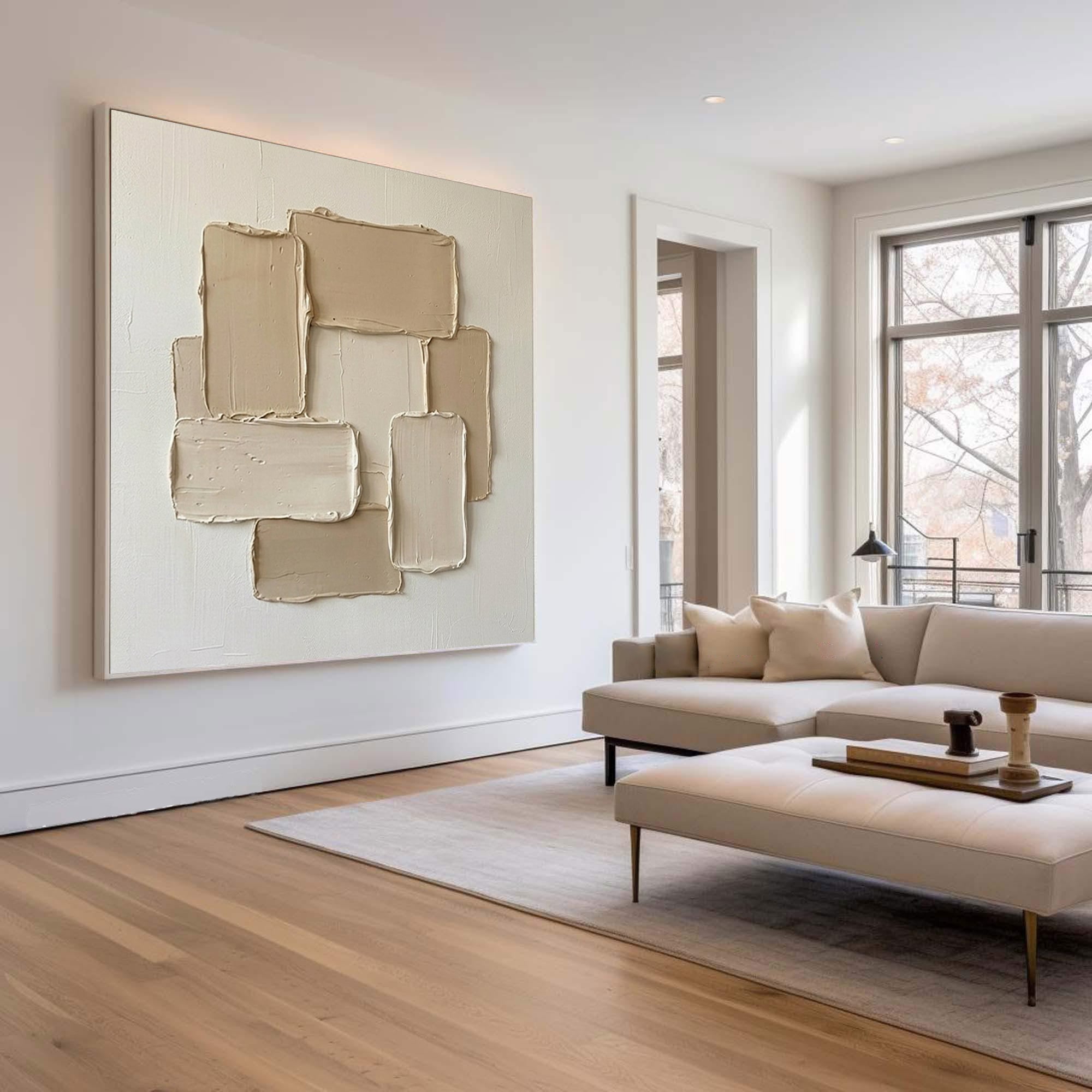 Large Earth Tone Oil Painting – Modern Neutral Texture Wall Art