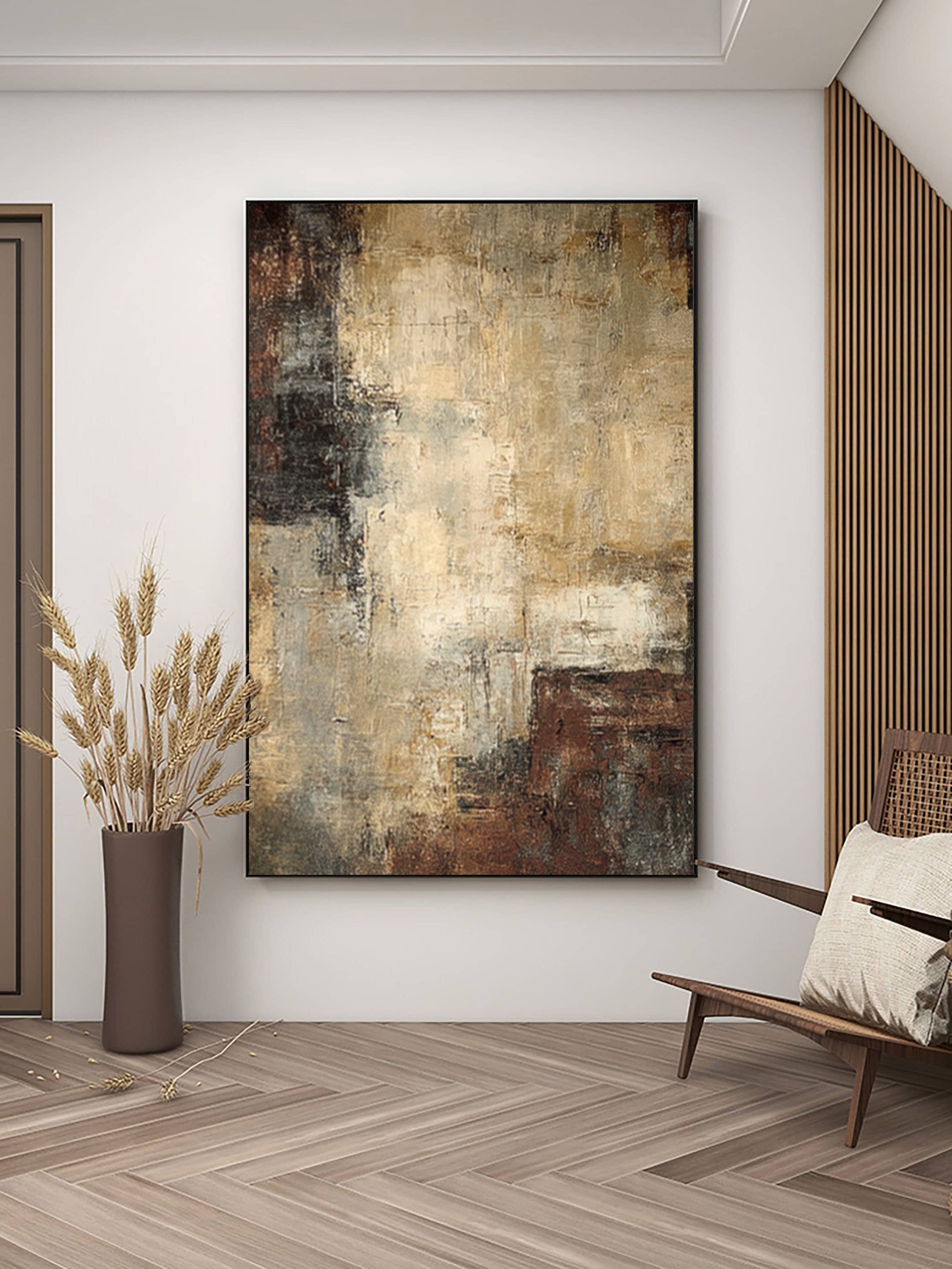 Rustic Abstract Art Large Canvas Distressed Finish #WG 046