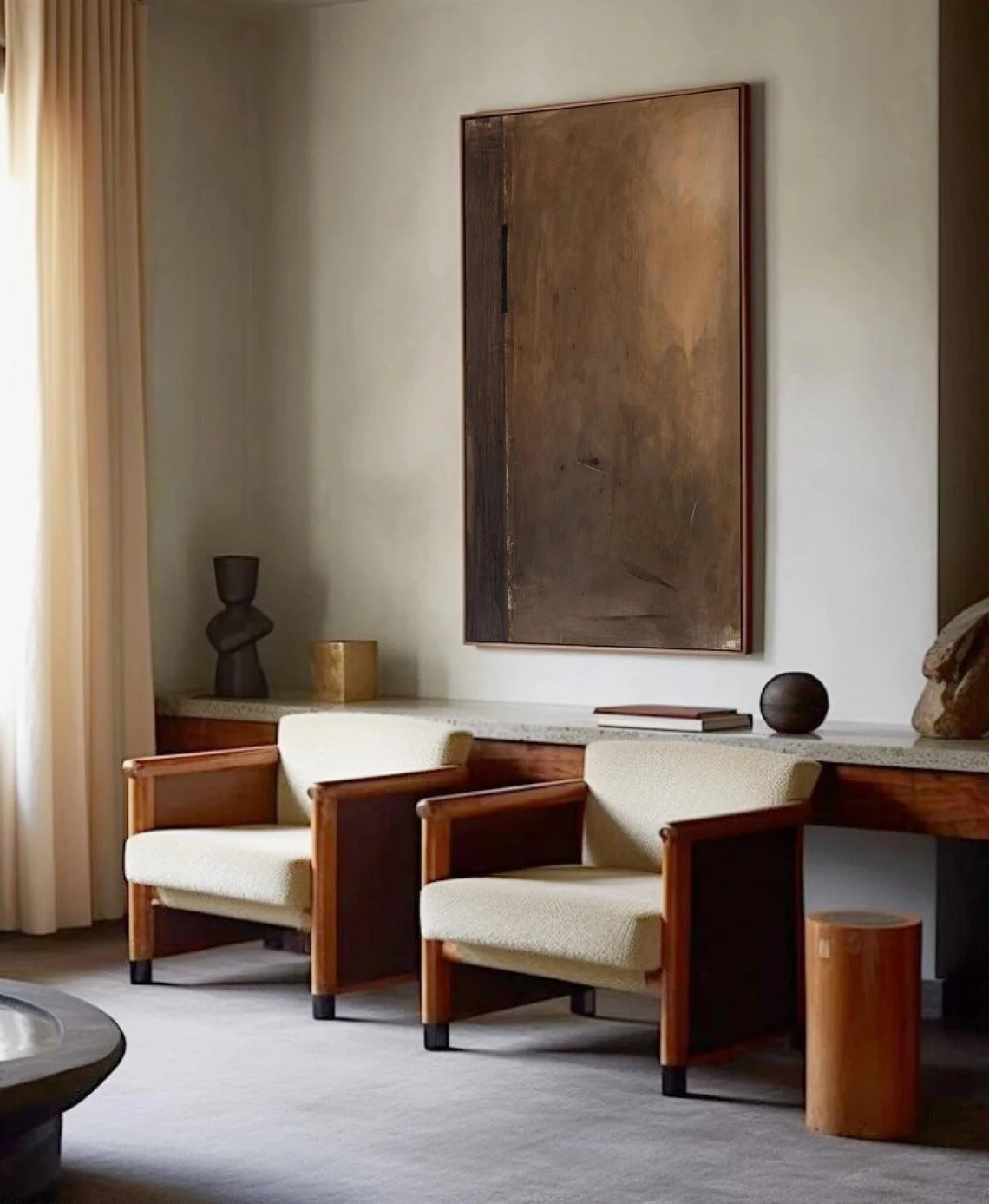 Silent Sediment: Brown Tonal Wabi-Sabi, Modern Textured Piece #BGA 157