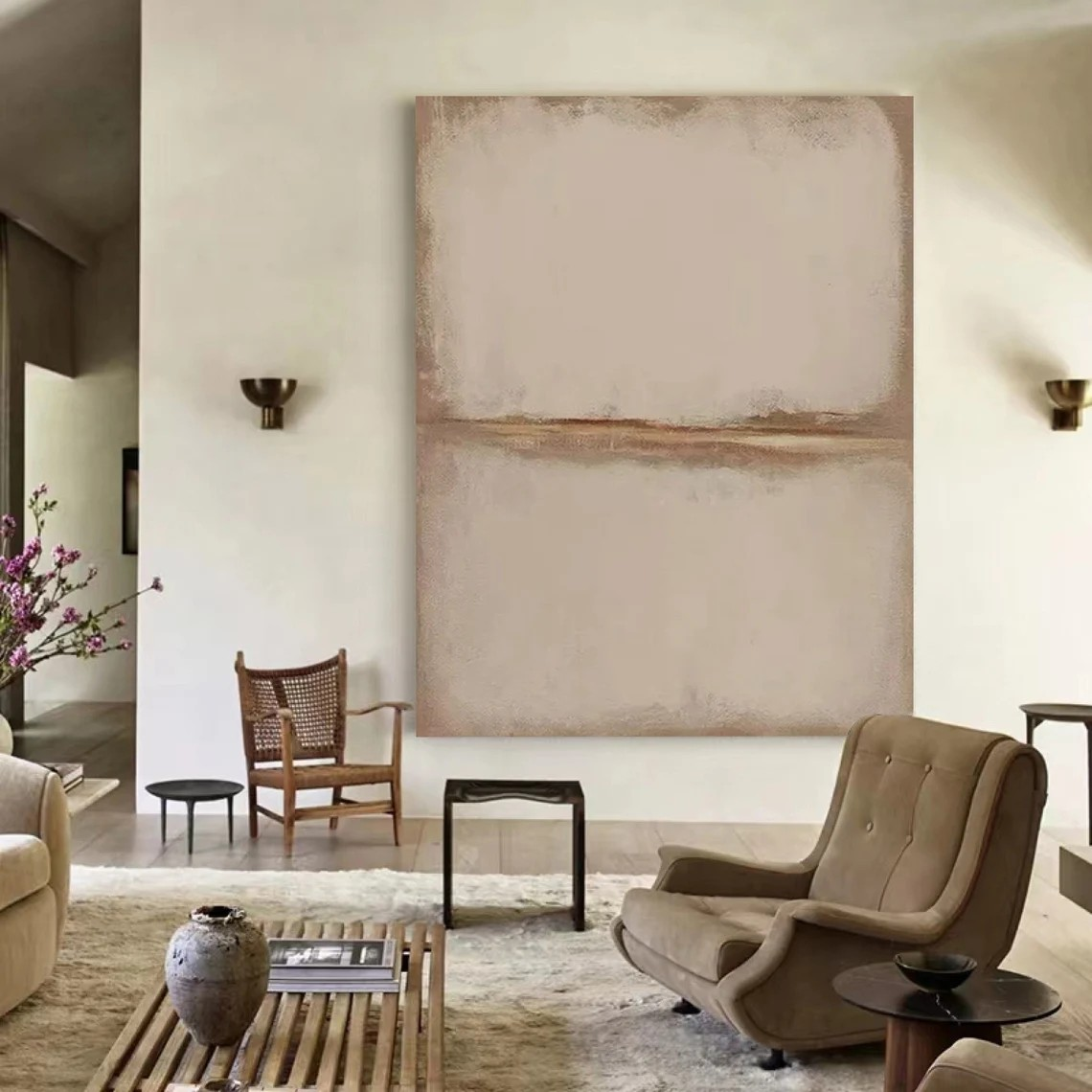 Beige and Brown Landscape Abstract Art, Modern Wall Decor #BGA 139