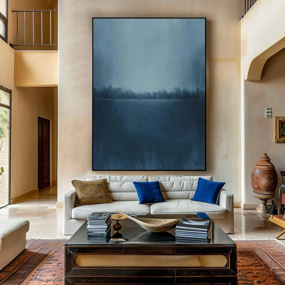 Blue Landscape Abstract Painting, Serene Minimalist Wall Art #BGA 138