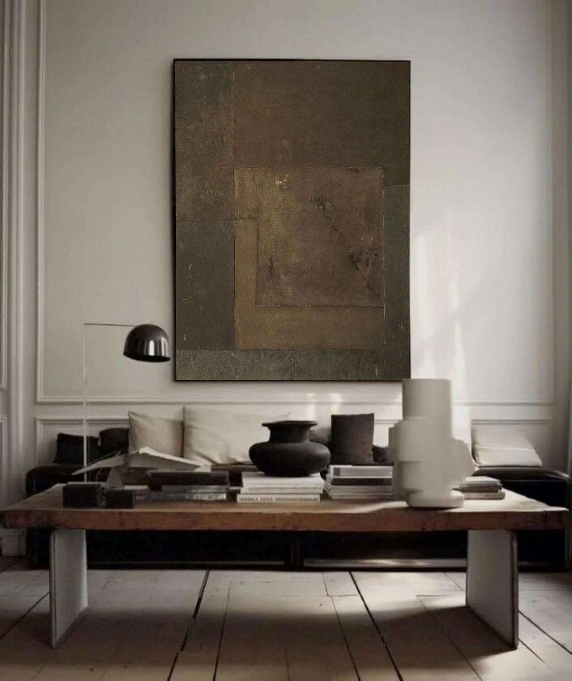 Contemporary Brown Wall Art, Textured Minimalist Design #BGA 158