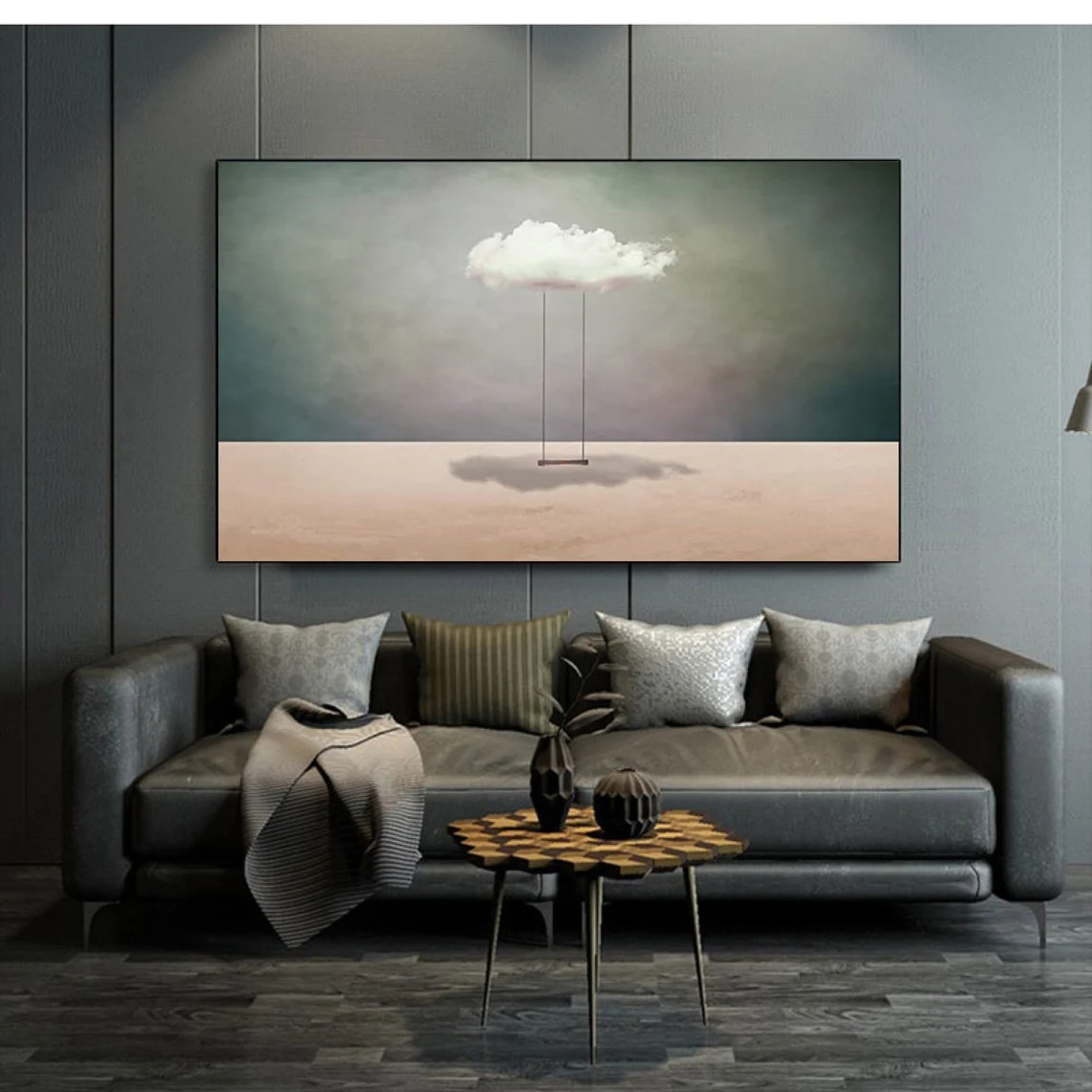 Turquoise Surreal Cloudscape Wall Art, Dreamlike Canvas #BGA 160
