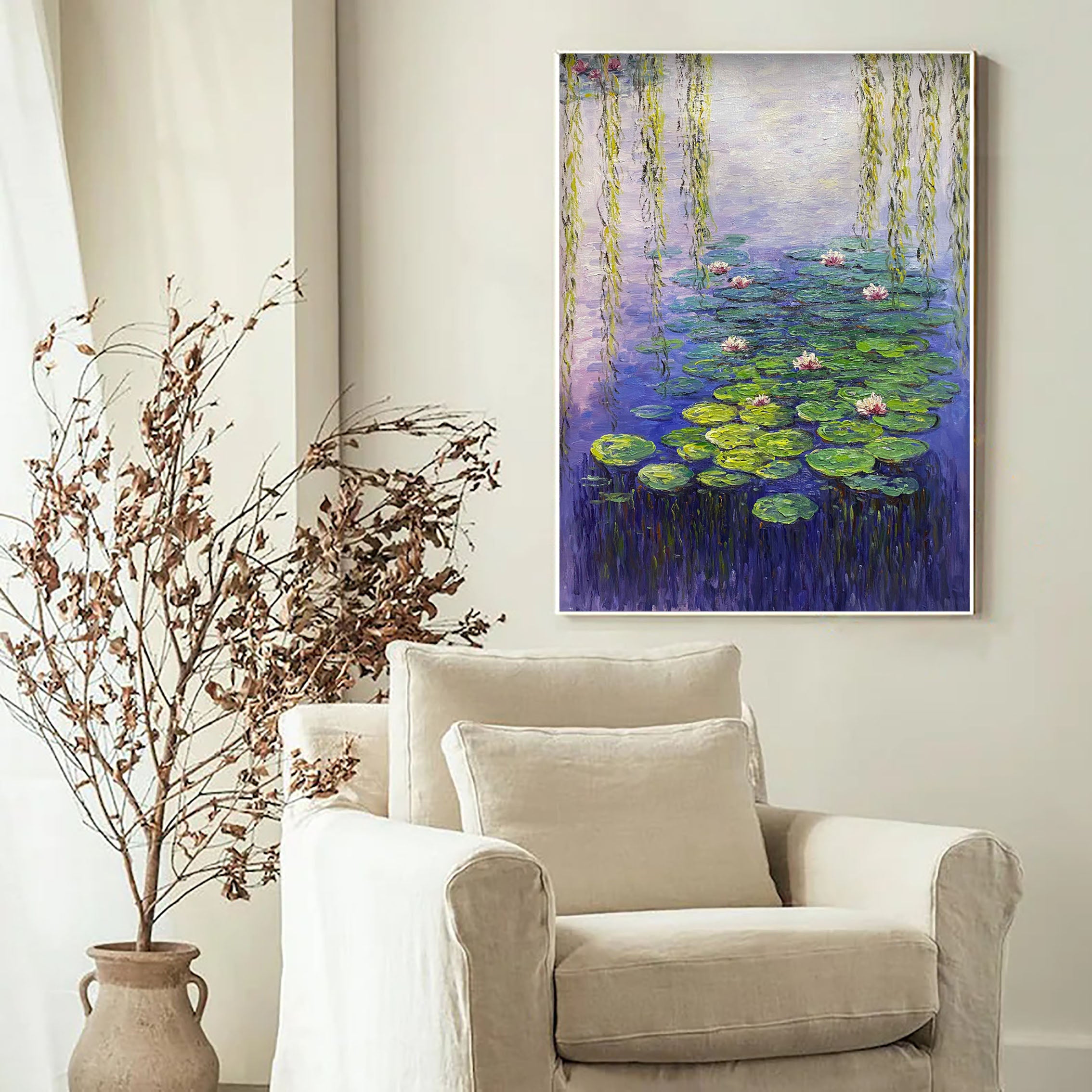 Water Lily Harmony, Contemporary Impressionistic Wall Art #BGA 062