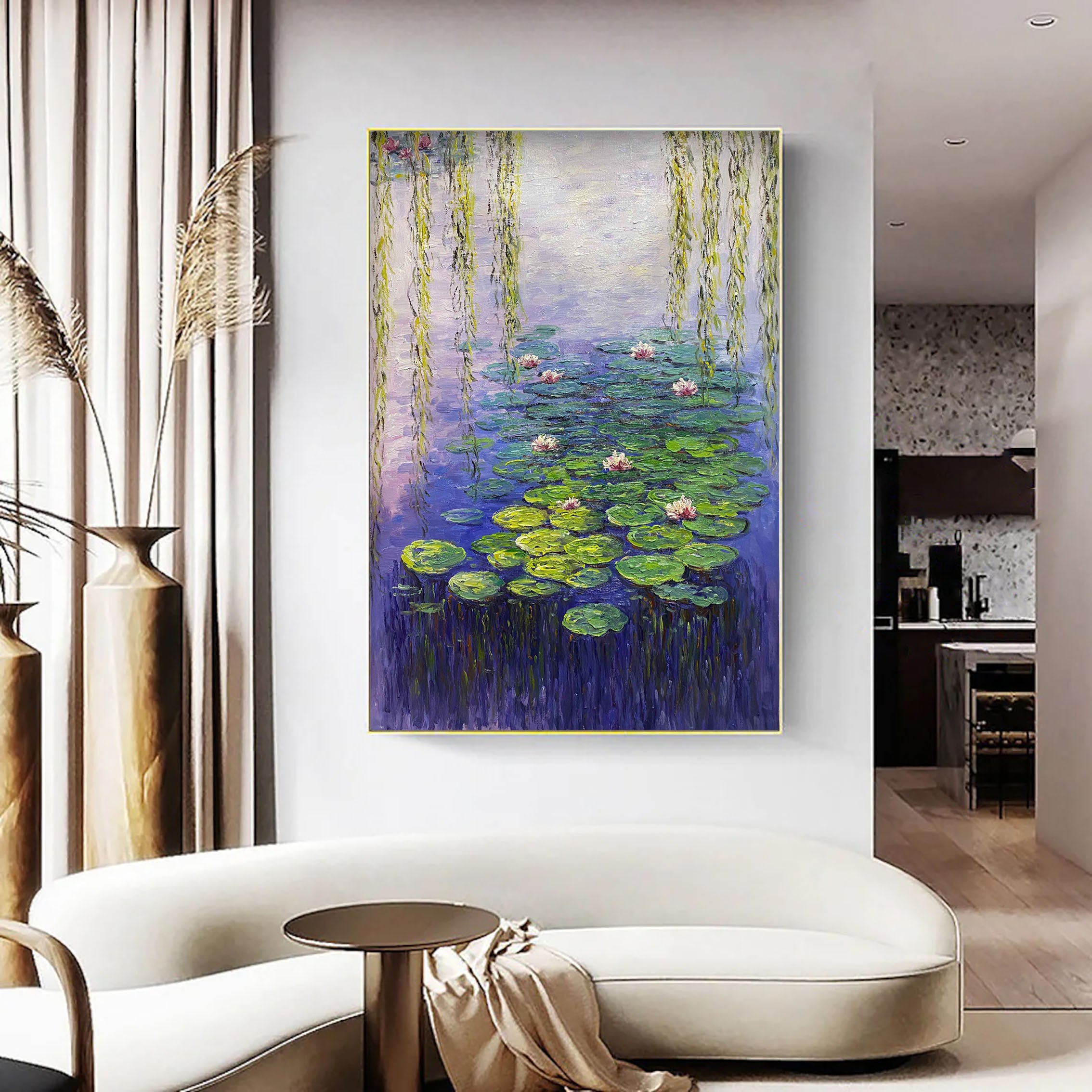 Water Lily Harmony, Contemporary Impressionistic Wall Art #BGA 062