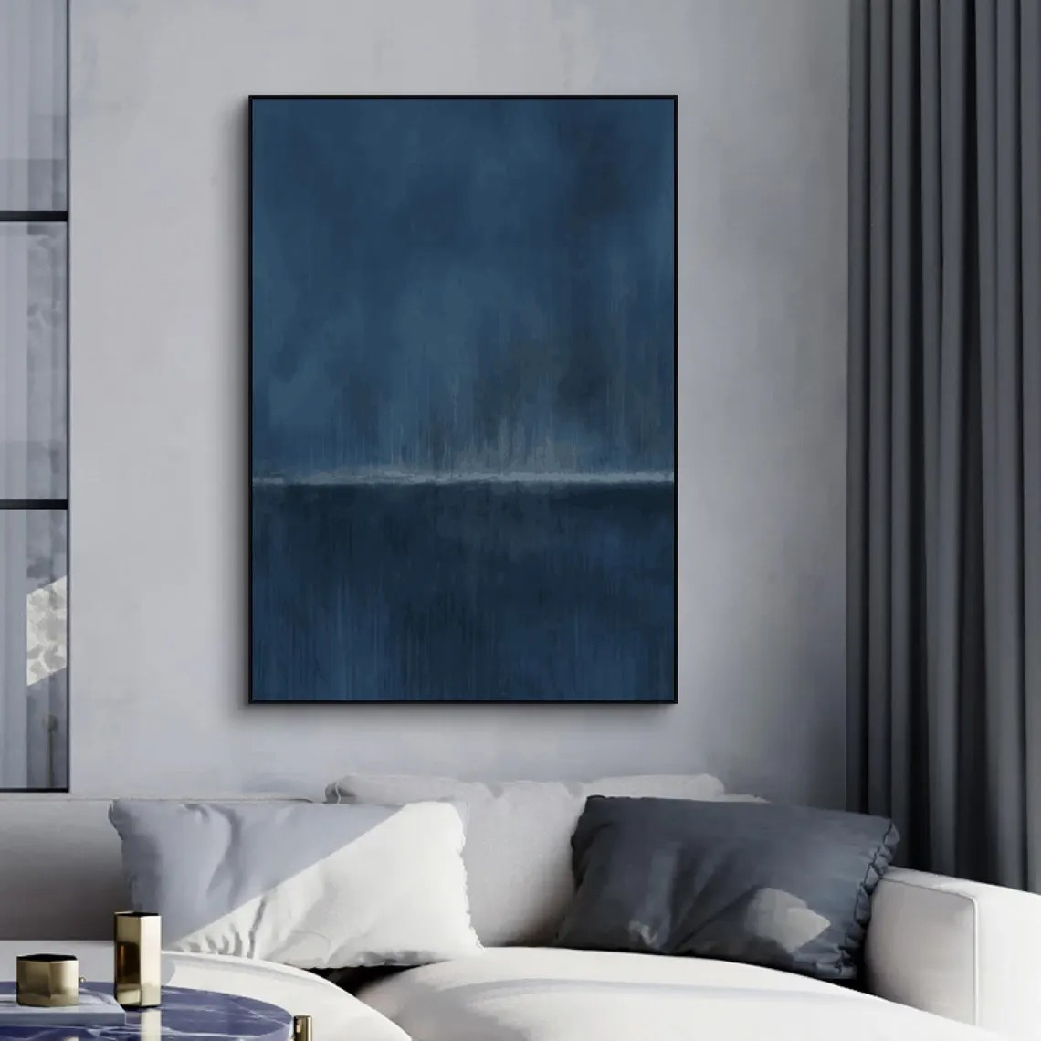 Deep Blue Gradient Minimalist Art, Contemporary Wall Painting #BGA 131