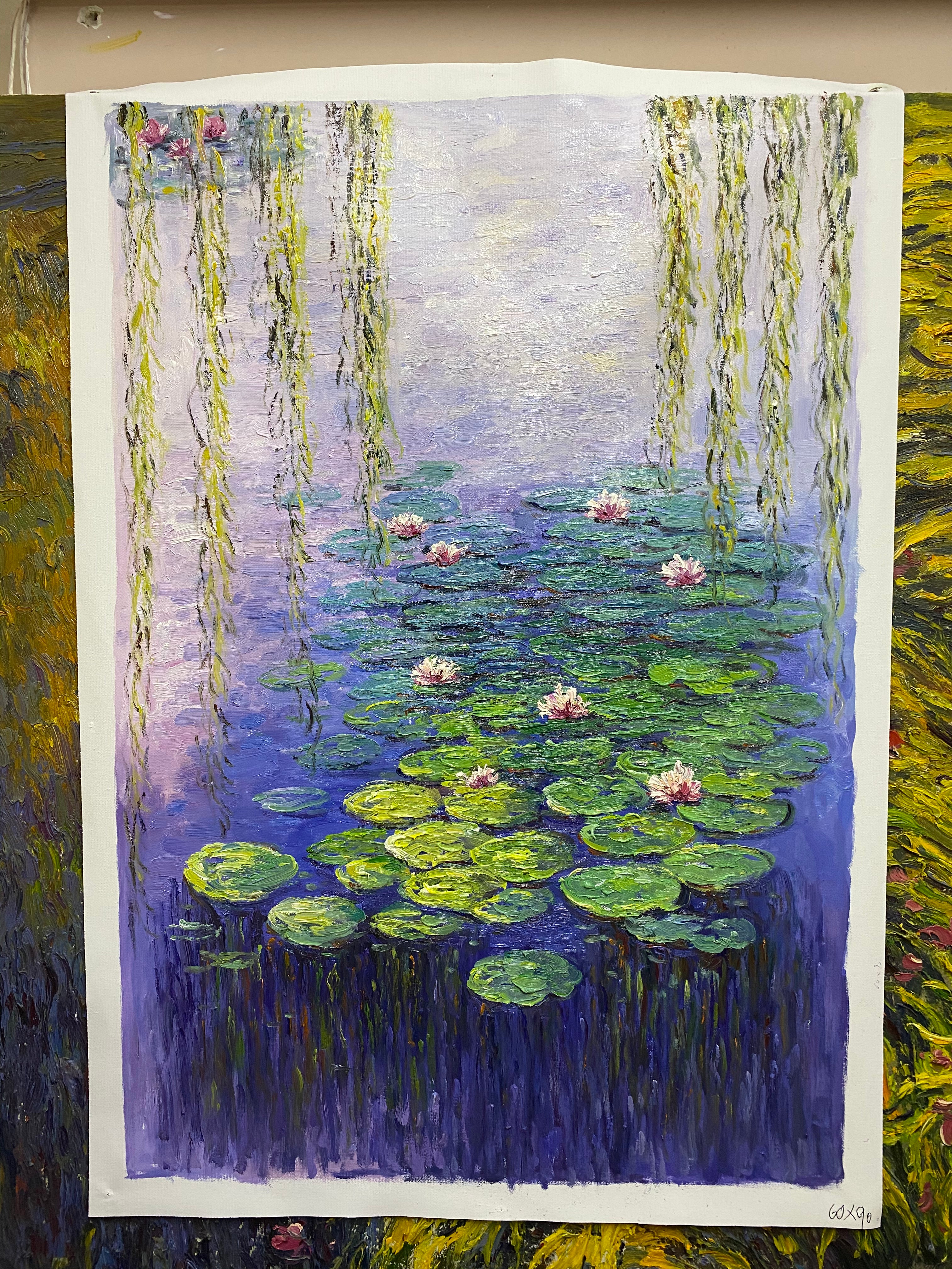 Water Lily Harmony, Contemporary Impressionistic Wall Art #BGA 062