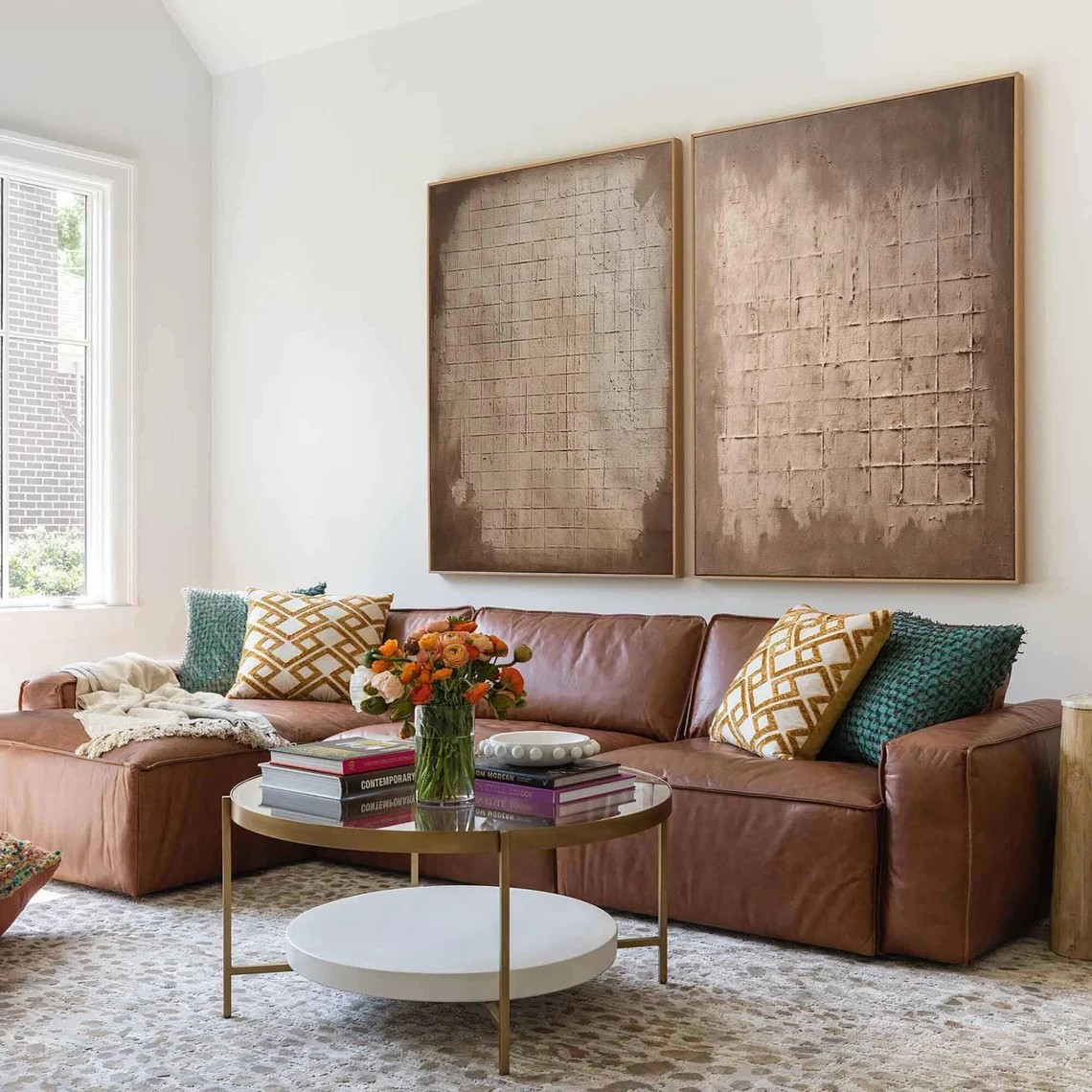 Brown Minimalist Large Abstract Wall Art #WSA 005