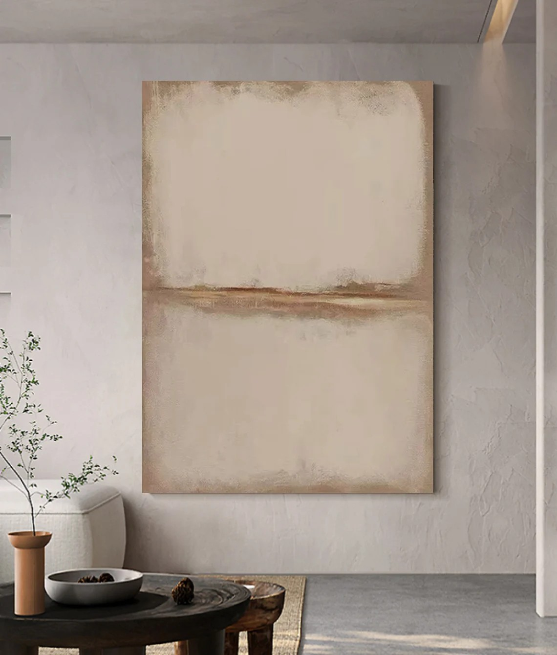 Beige and Brown Landscape Abstract Art, Modern Wall Decor #BGA 139