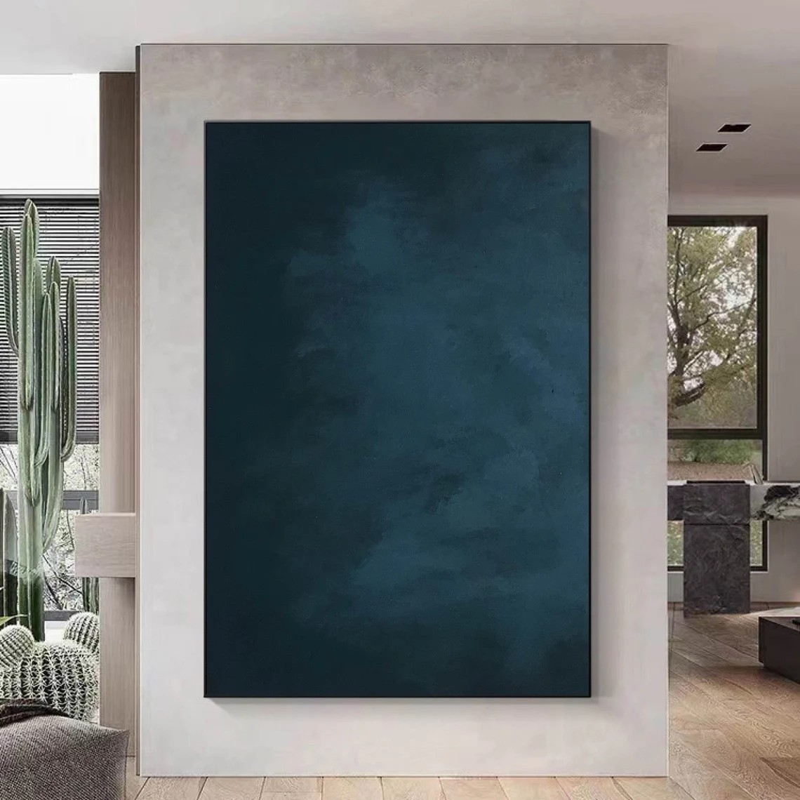 Deep Blue Minimalist Painting, Subtle Contemporary Piece #BGA 133