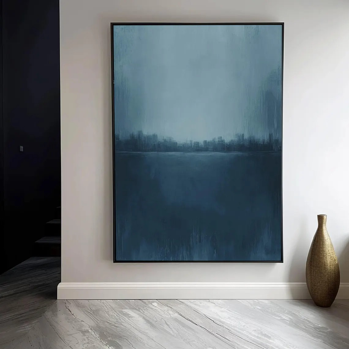 Blue Landscape Abstract Painting, Serene Minimalist Wall Art #BGA 138