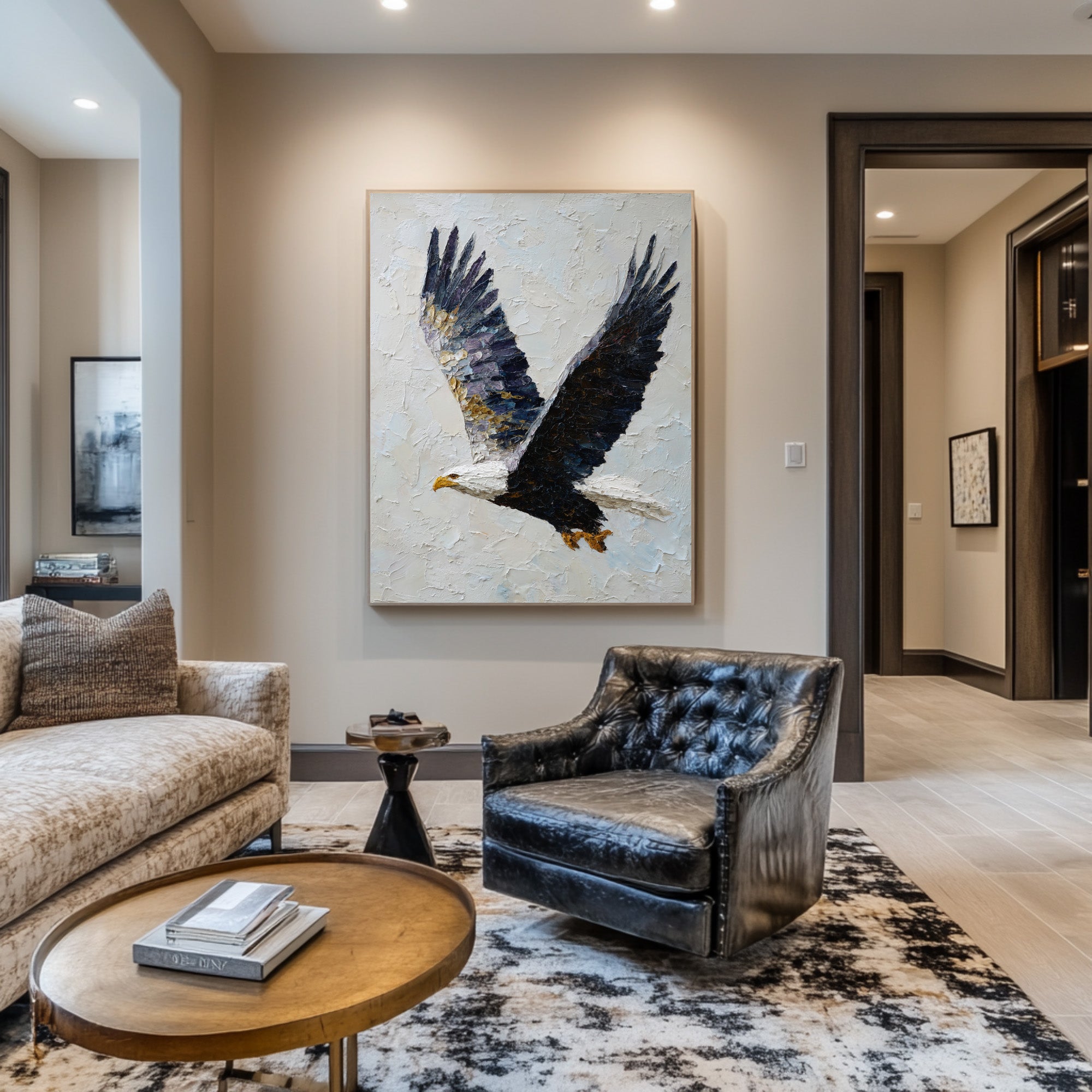 Textured Relief Art Eagle in Flight Statement Piece #WG 050