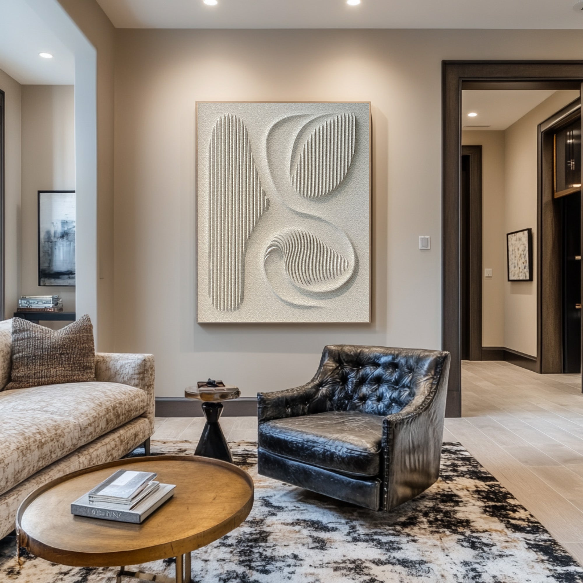 Large Abstract White Relief Art - Modern Textured Wall Decor #WG 083