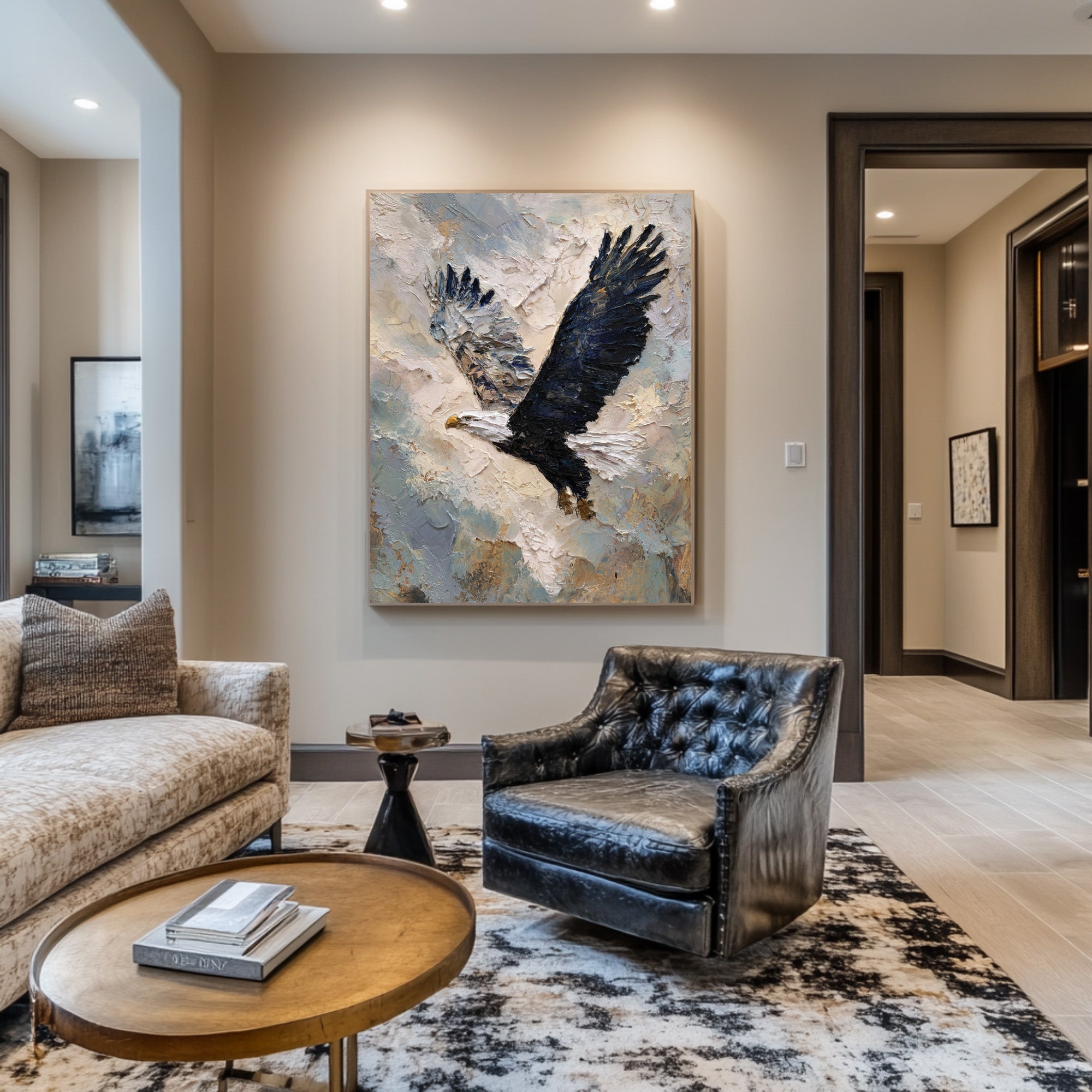Textured Relief Art Eagle in Flight Statement Piece #WG 049