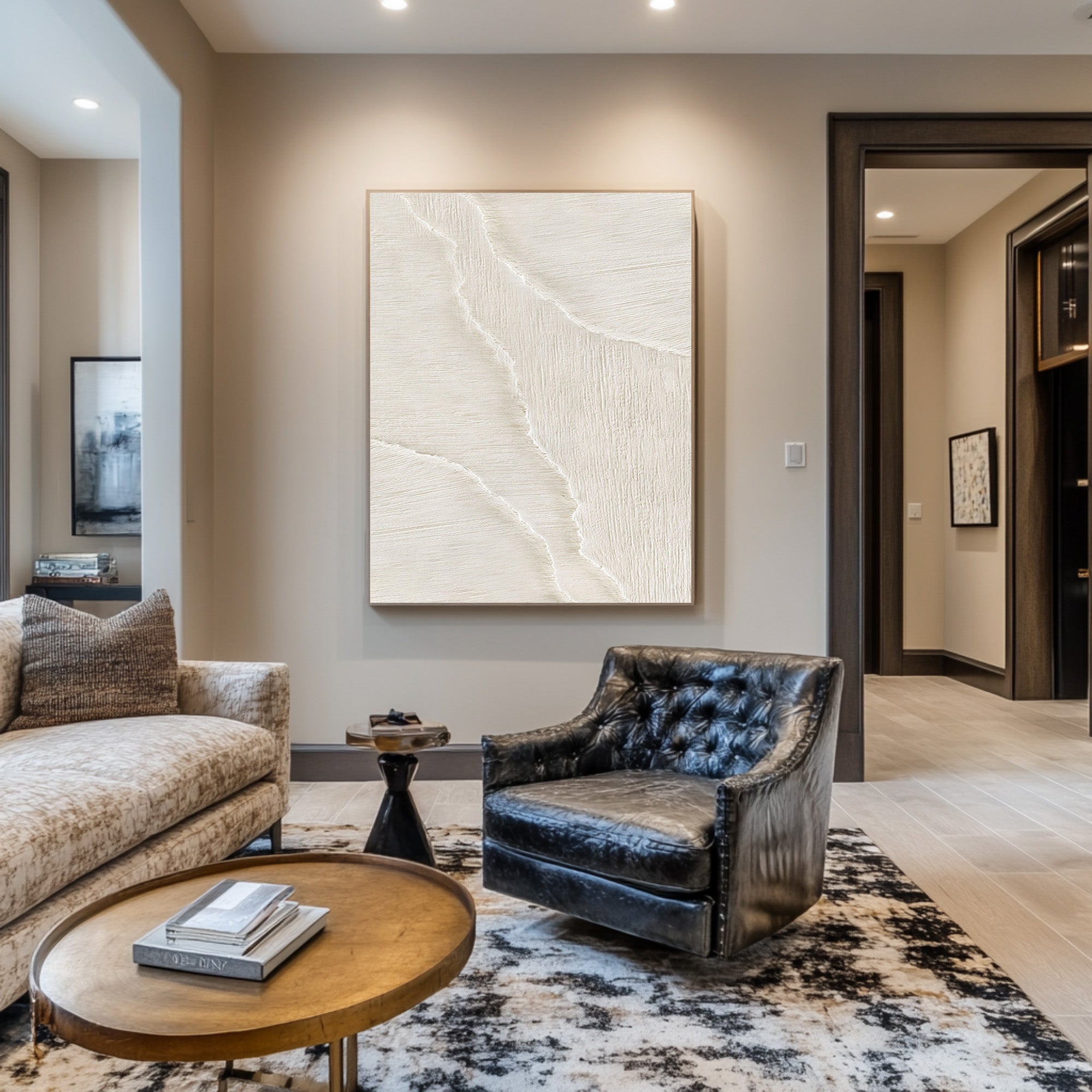 Contemporary Textured Abstract | Off-White Vertical Art #WG 068