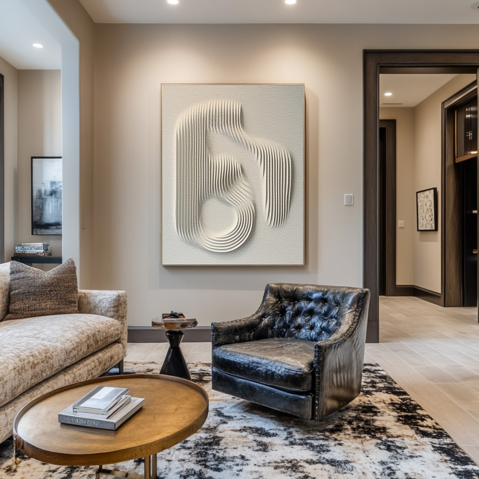 Minimalist White Line Sculpture Art for Modern Interiors #WG 079