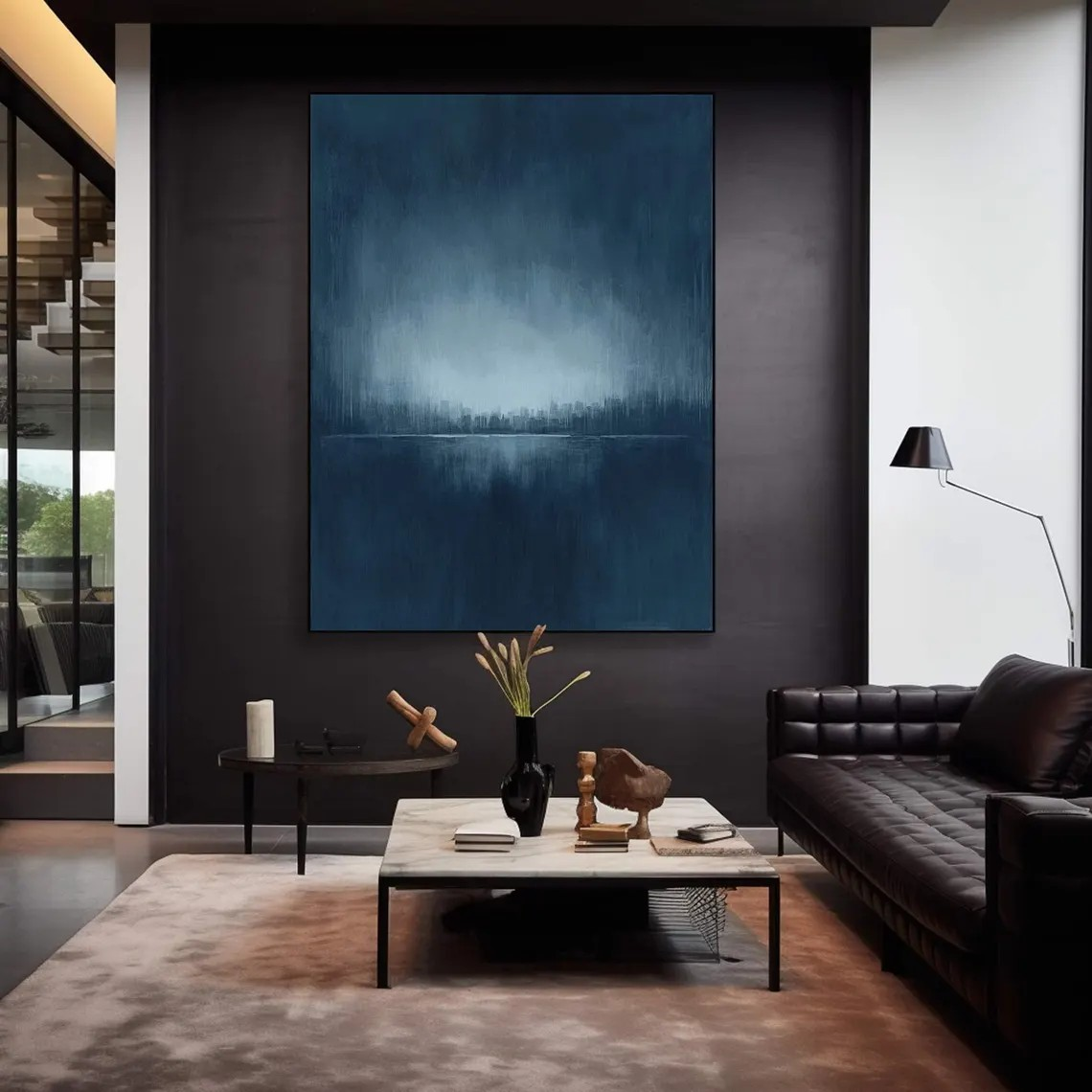 Urban Haze: Abstract Blue Cityscape, Atmospheric Depth Art #BGA 165