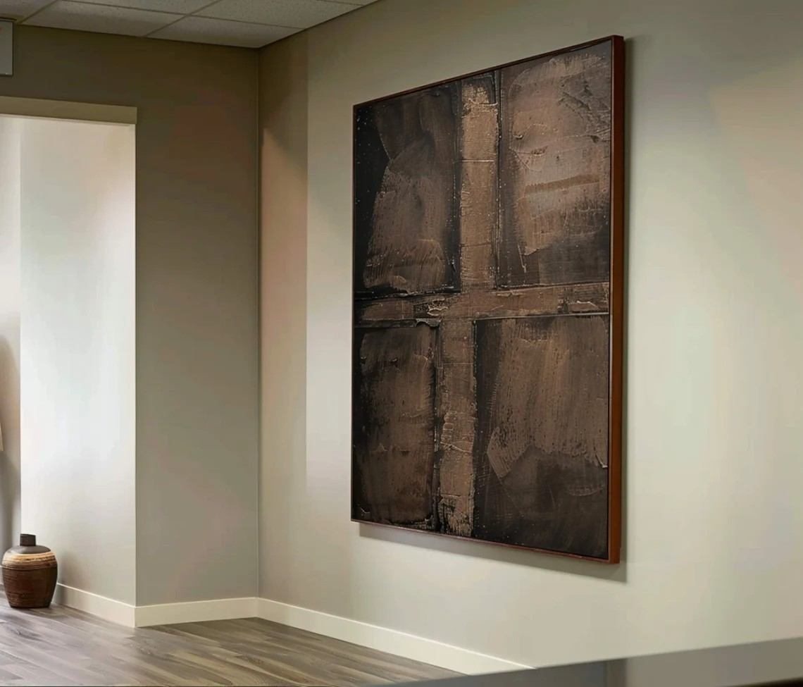 Textured Abstract Canvas, Brown Tones, Wabi-Sabi Inspired Art #BGA 145
