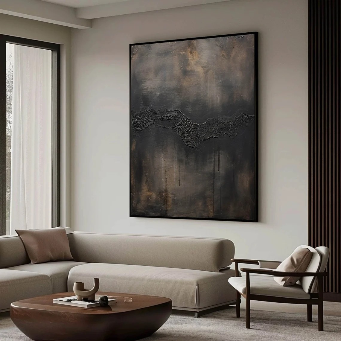 Moody Dark Wall Art, Textured Canvas, Minimalist Decor #BGA 136
