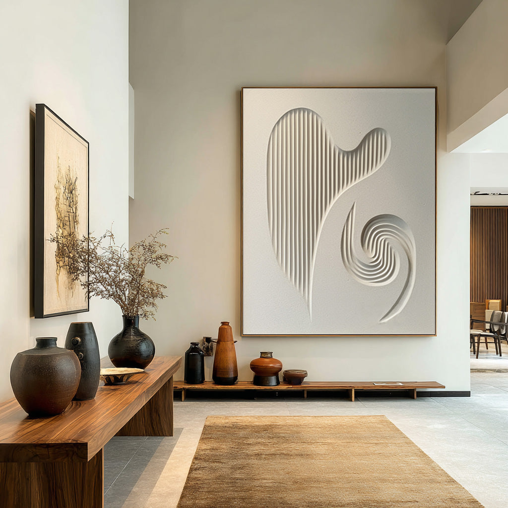 Abstract Dimensional Art - Textured White Panel #WG 080
