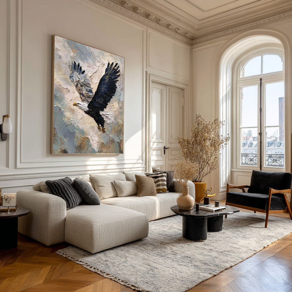 Textured Relief Art Eagle in Flight Statement Piece #WG 049