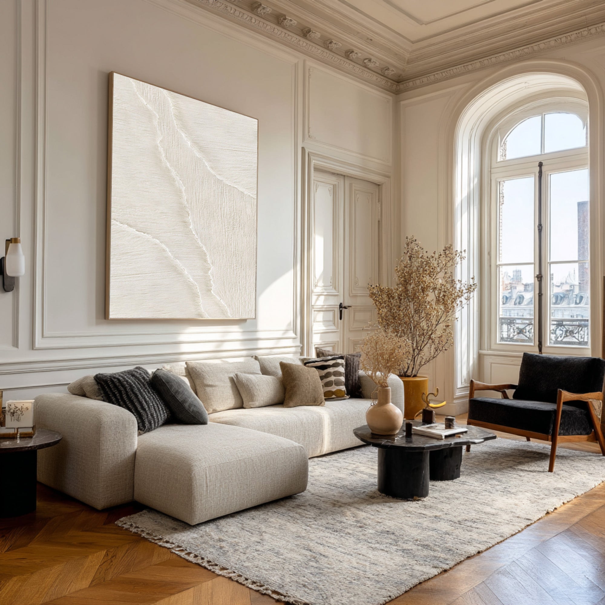 Contemporary Textured Abstract | Off-White Vertical Art #WG 068