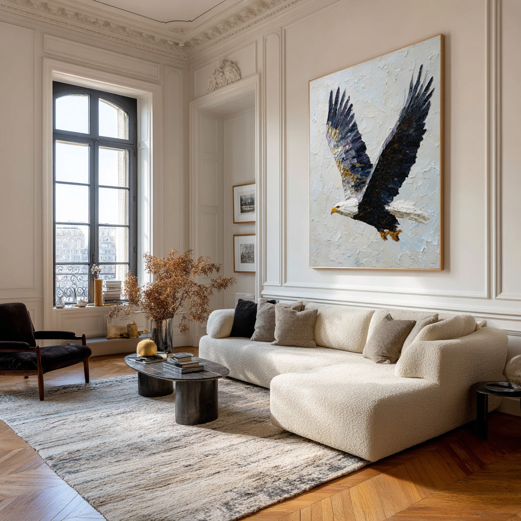 Textured Relief Art Eagle in Flight Statement Piece #WG 050