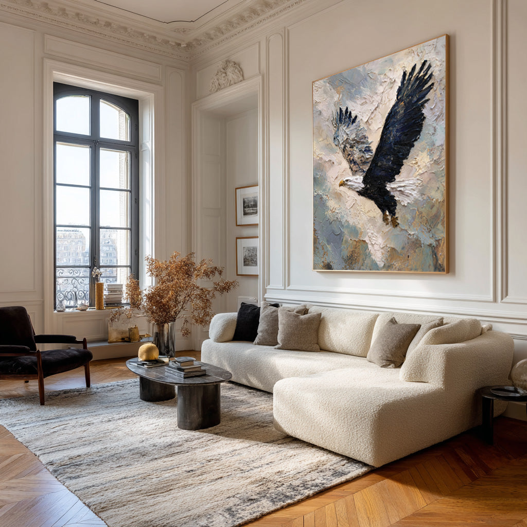 Textured Relief Art Eagle in Flight Statement Piece #WG 049