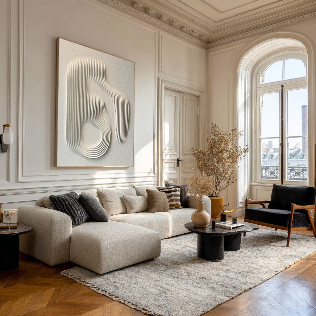 Minimalist White Line Sculpture Art for Modern Interiors #WG 079