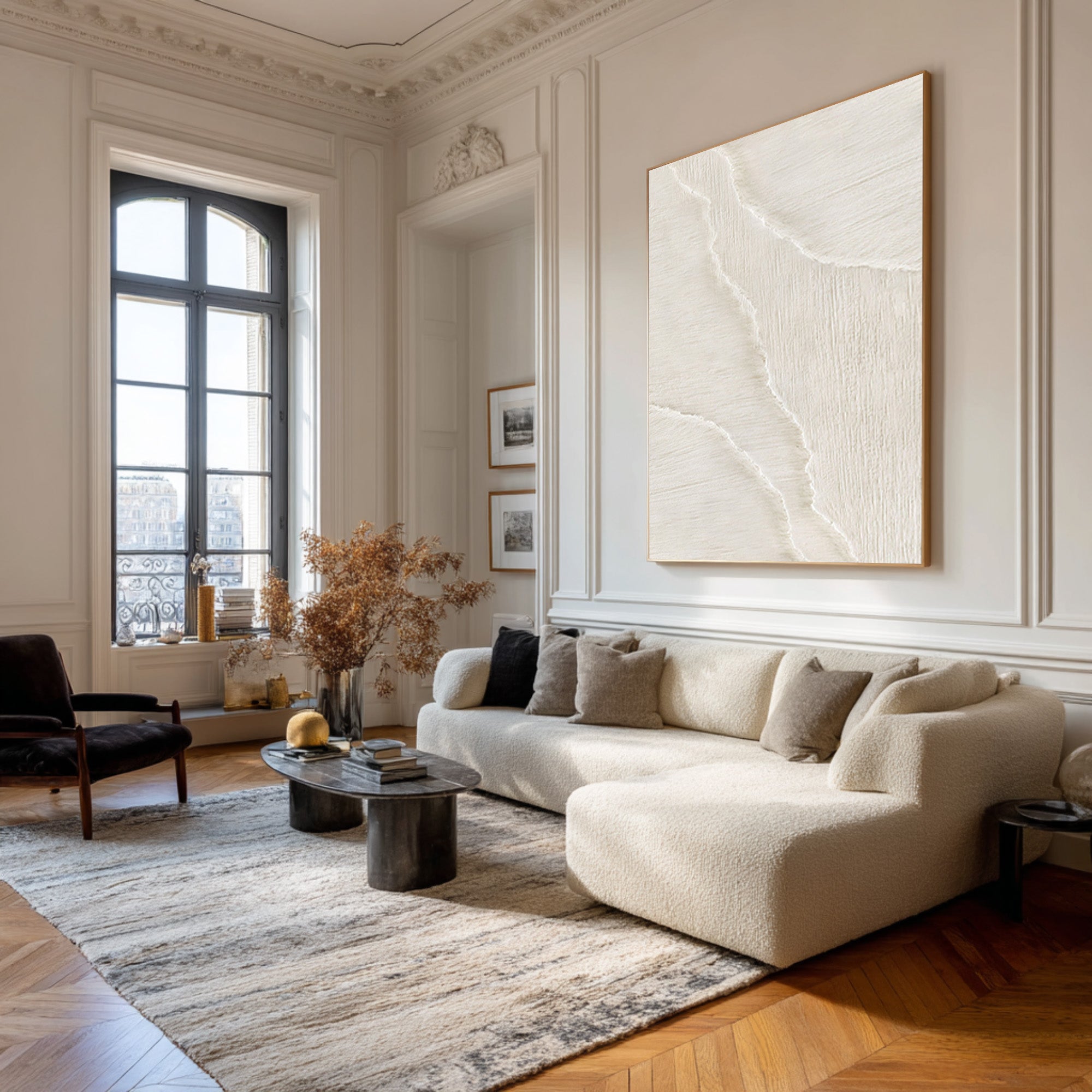 Contemporary Textured Abstract | Off-White Vertical Art #WG 068