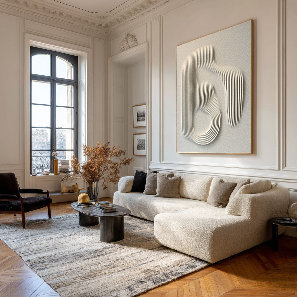 Minimalist White Line Sculpture Art for Modern Interiors #WG 079