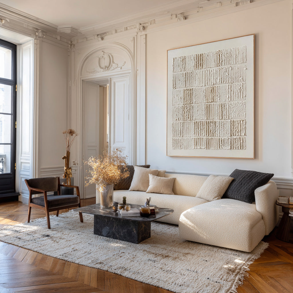 Neutral Textured Art Modern Home Decor #WG 054