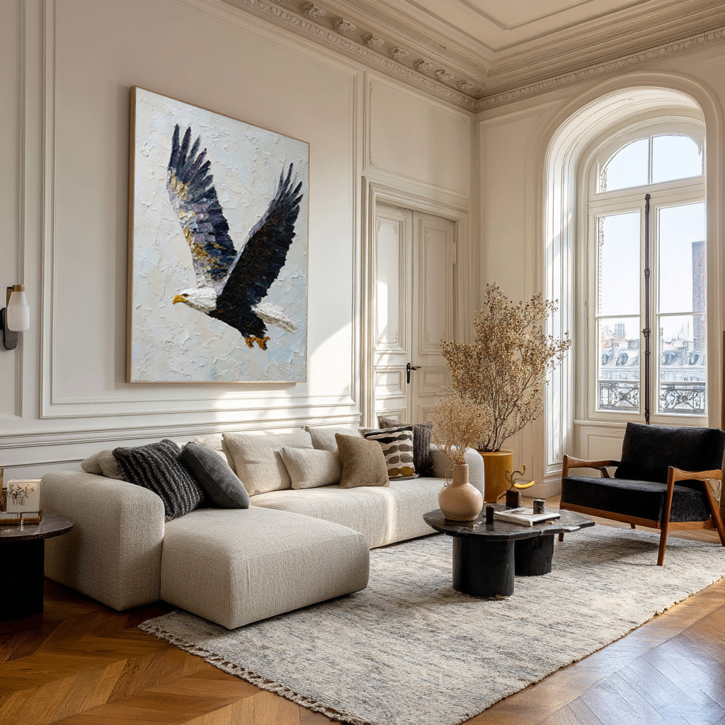 Textured Relief Art Eagle in Flight Statement Piece #WG 050