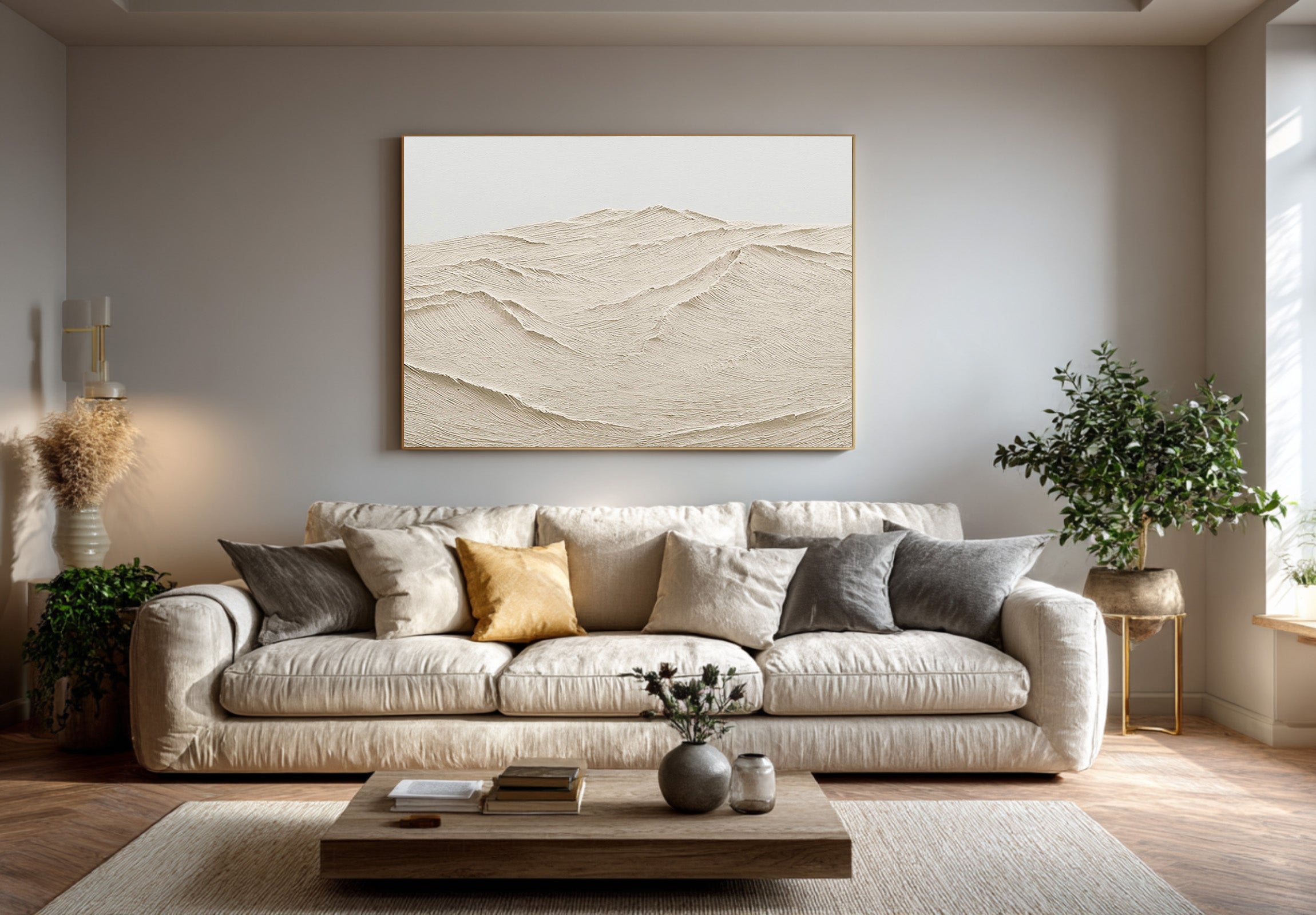 Large Impasto Abstract Hills Horizon Art Home Decor #WG 075