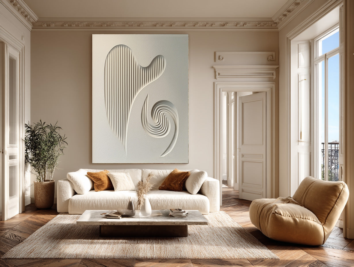 Abstract Dimensional Art - Textured White Panel #WG 080