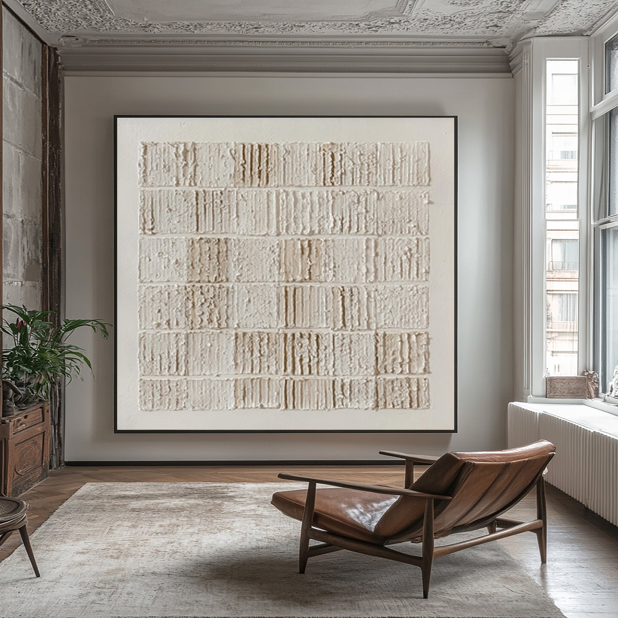 Neutral Textured Art Modern Home Decor #WG 054
