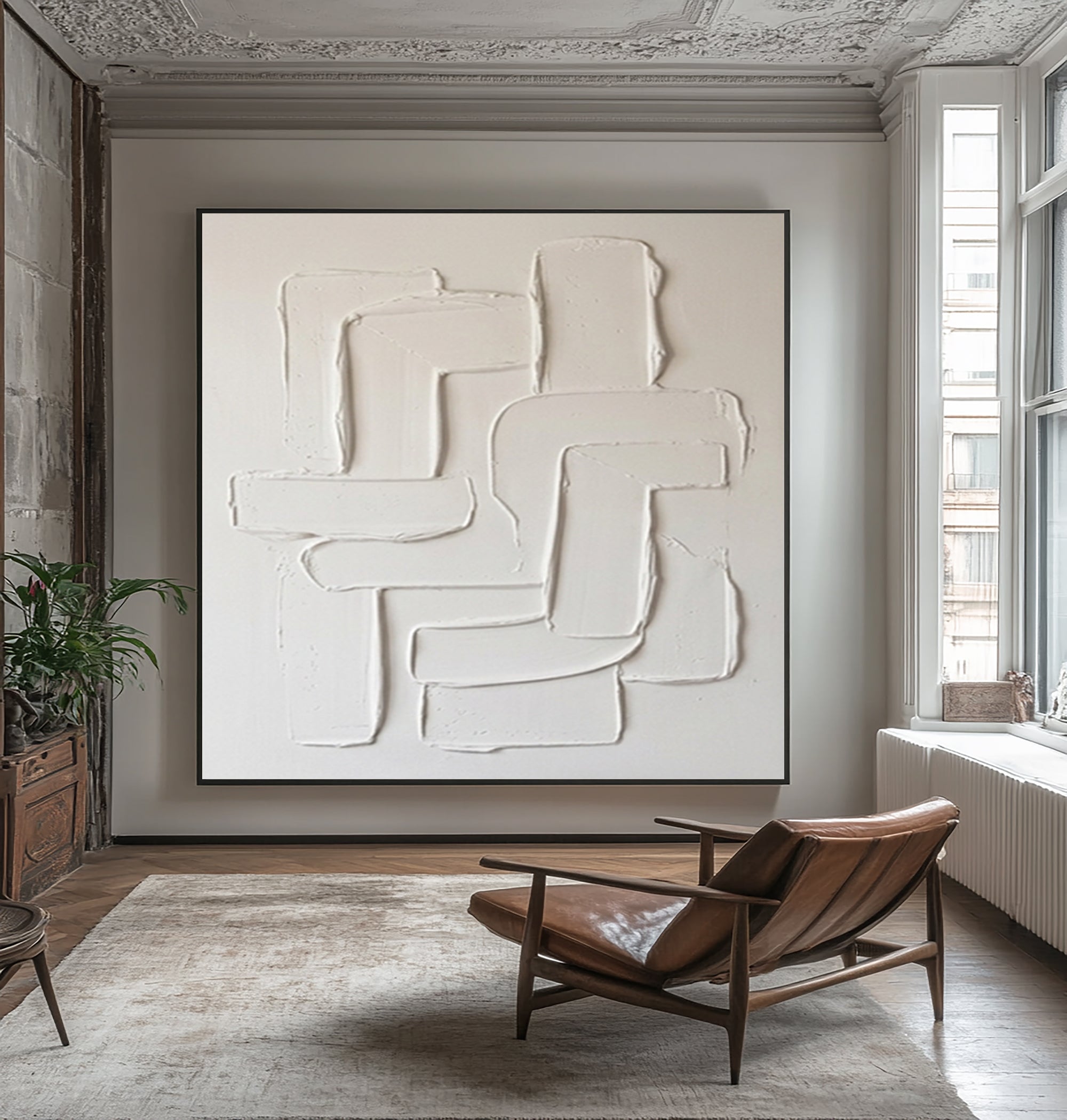 Large Sculptural Texture Wall Art Hand Painted Neutral Abstract Canvas