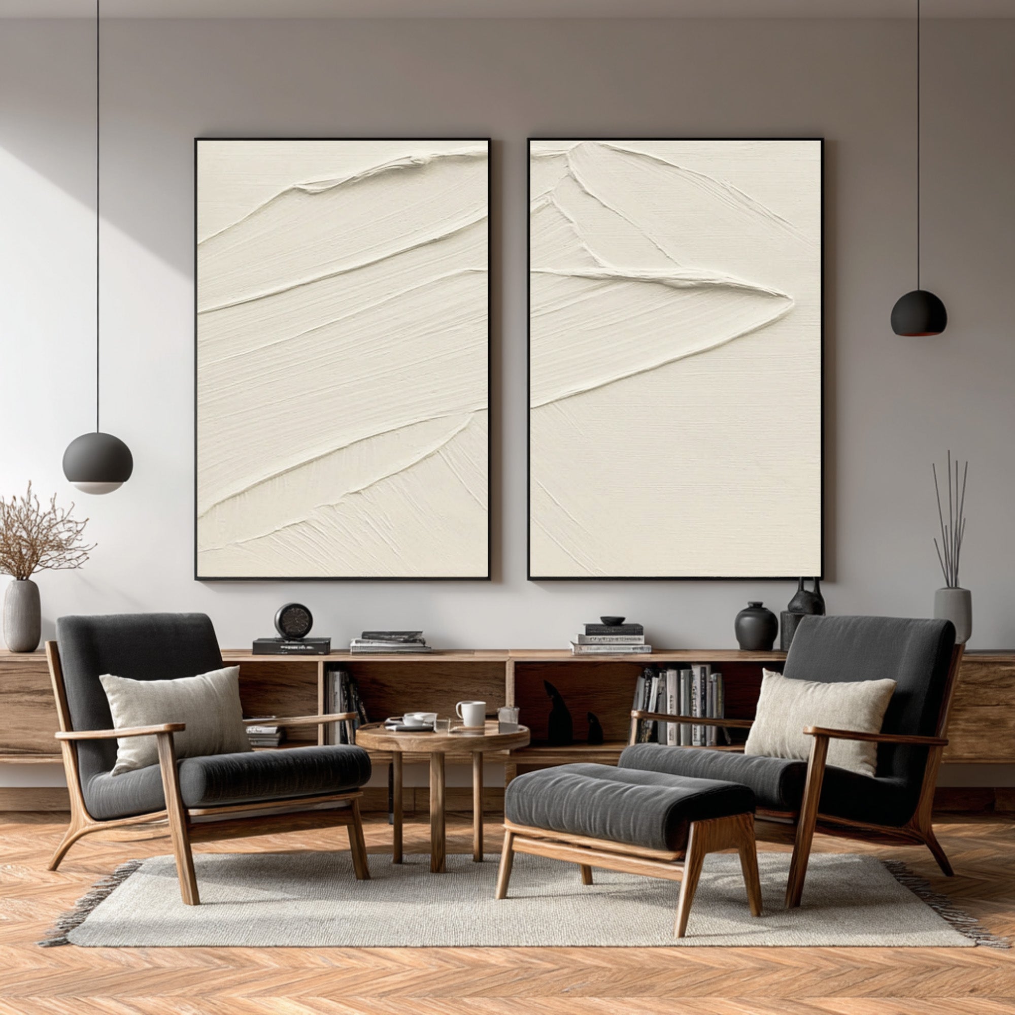 Minimalist Ocean Wave Impasto Home Art Decor #WG 074