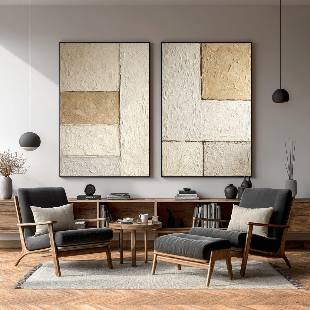 Minimalist Geometric Abstract Art - Beige and Brown #WG 077