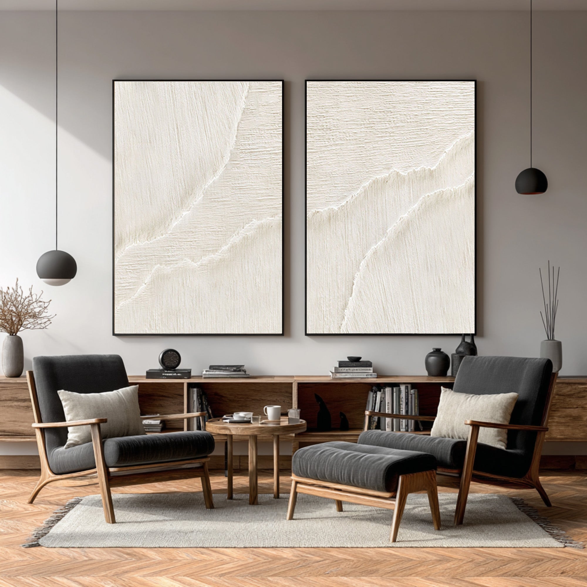 Modern 3D Textured Neutral Art Set Hallway Living Room #WG 070