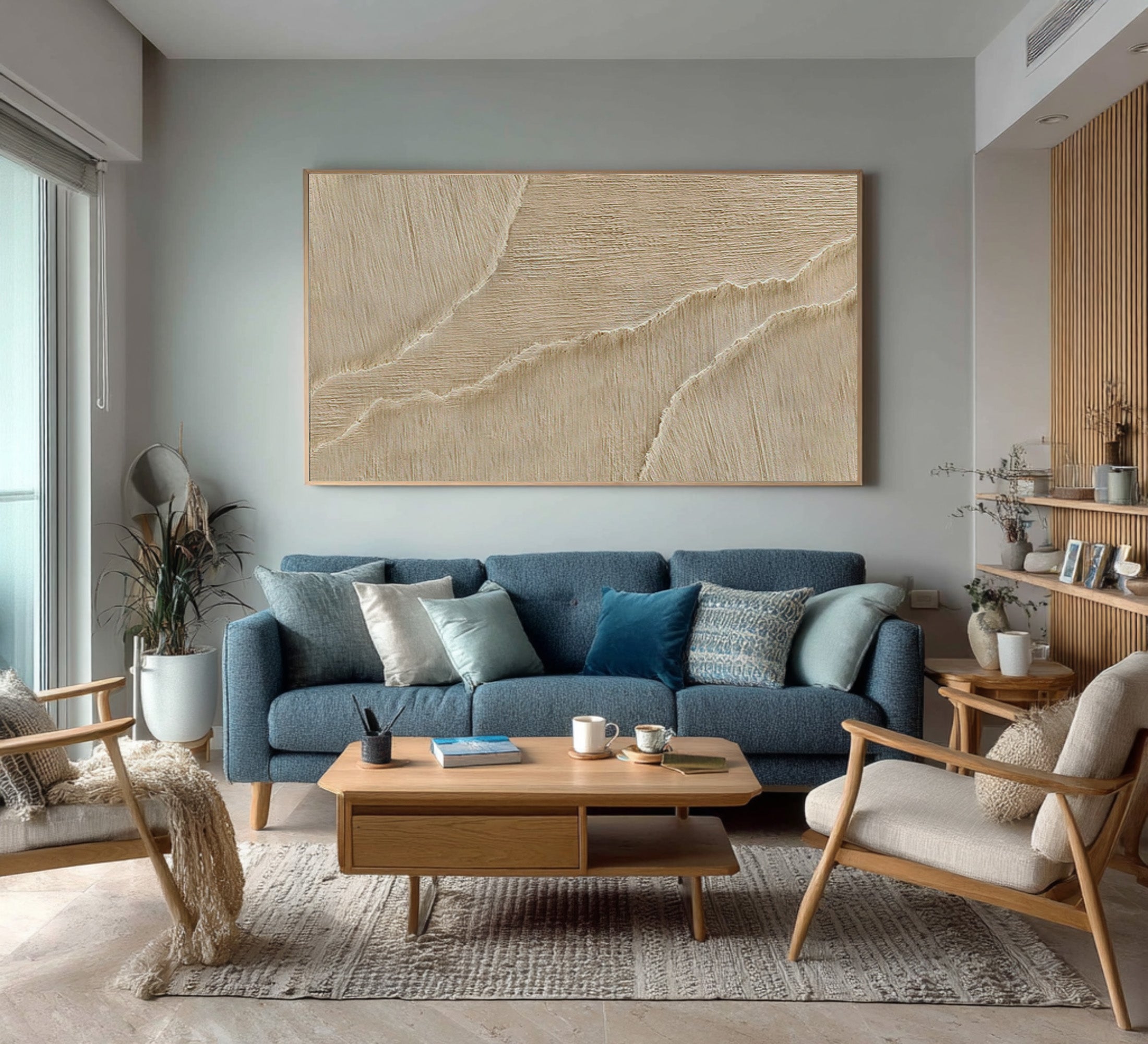 Aesthetic Beige Abstract Canvas | Hand-Painted Texture #WG 066