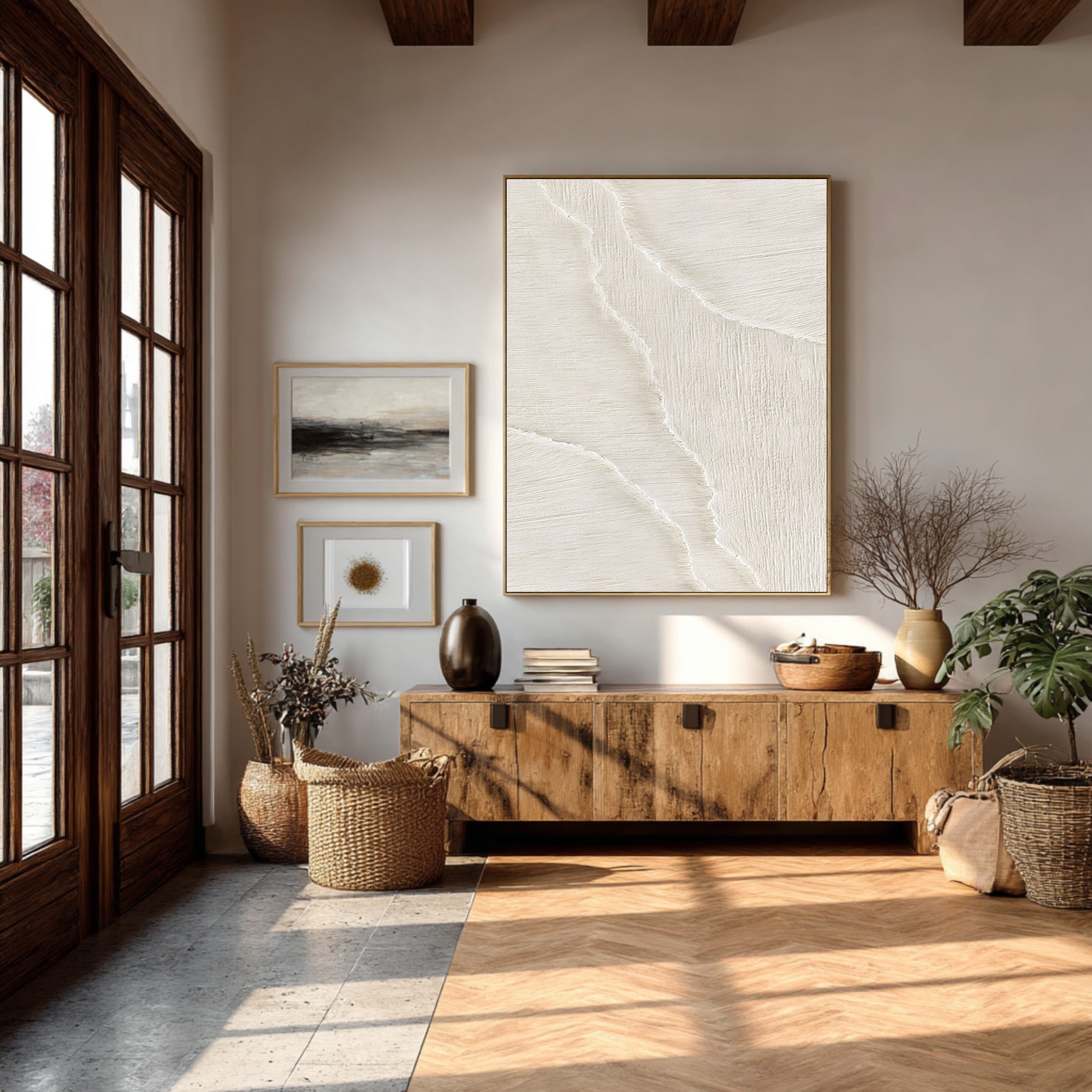 Contemporary Textured Abstract | Off-White Vertical Art #WG 068