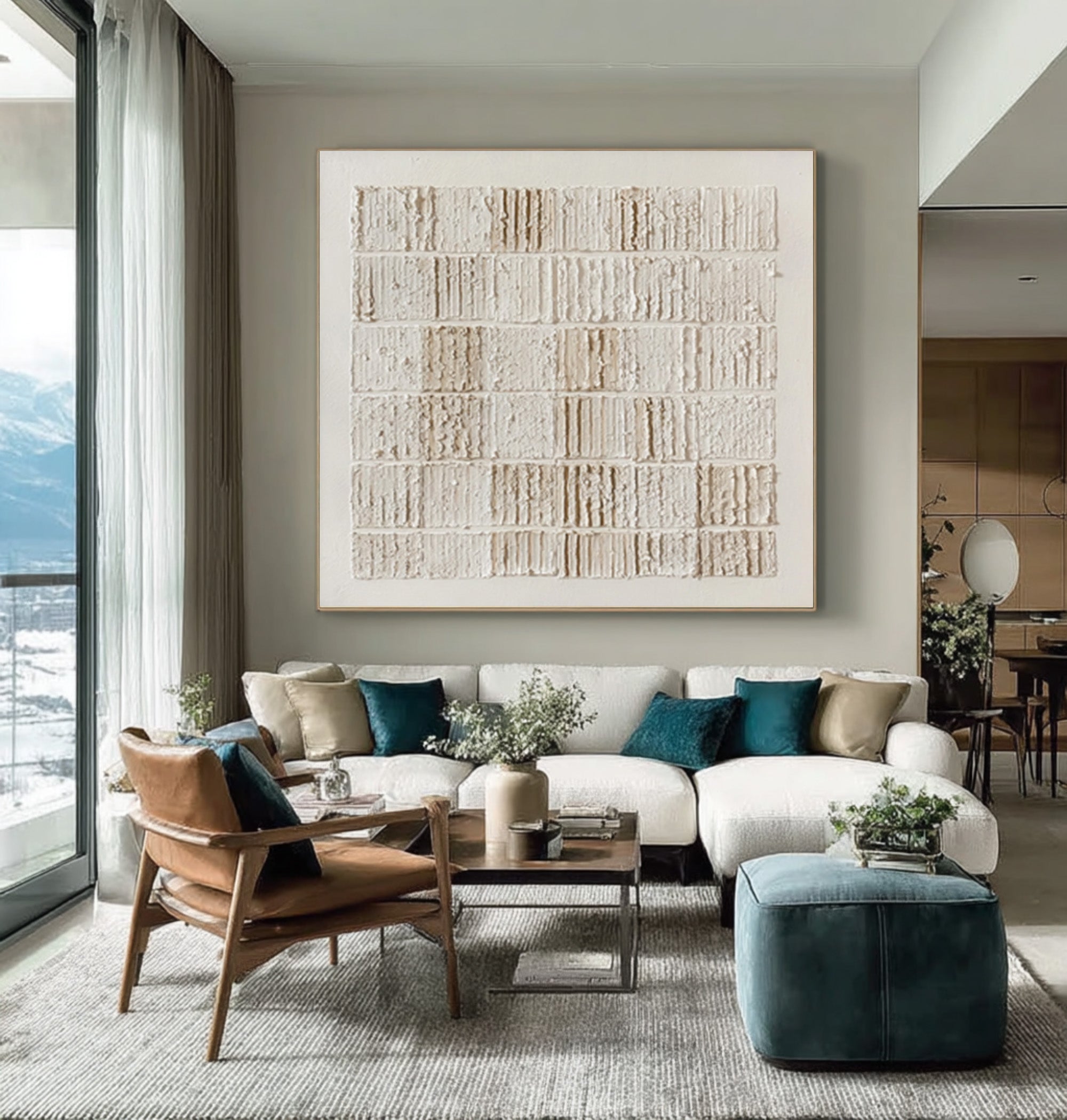 Neutral Textured Art Modern Home Decor #WG 054